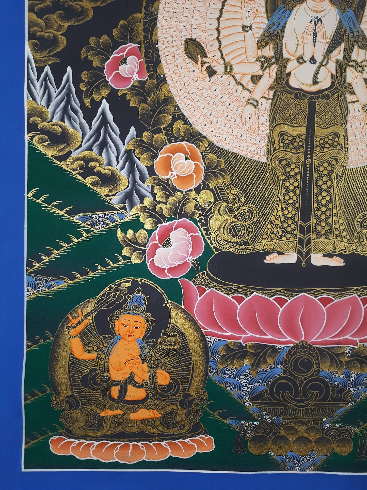 Original Hand Painted SAHASRABHUJA 1000 ARMED AVALOKITESHVARA / Lokeshwor/  Tibetan Compassion / Meditation Thangka / Thanka  Painting