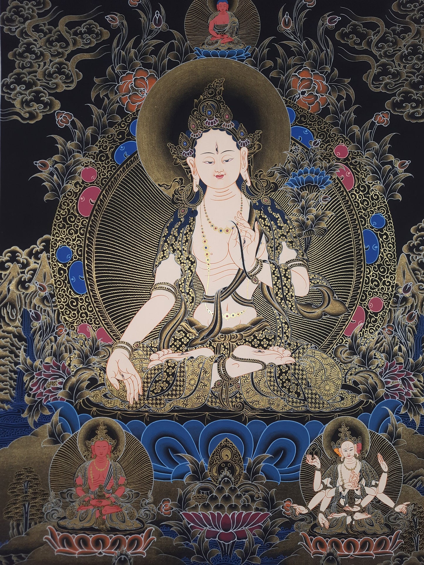 Hand painted Original White Tara / Mother Tara Masterpiece Painting Tibetan Thanka  / Thangka / Compassion Meditation Art From Nepal