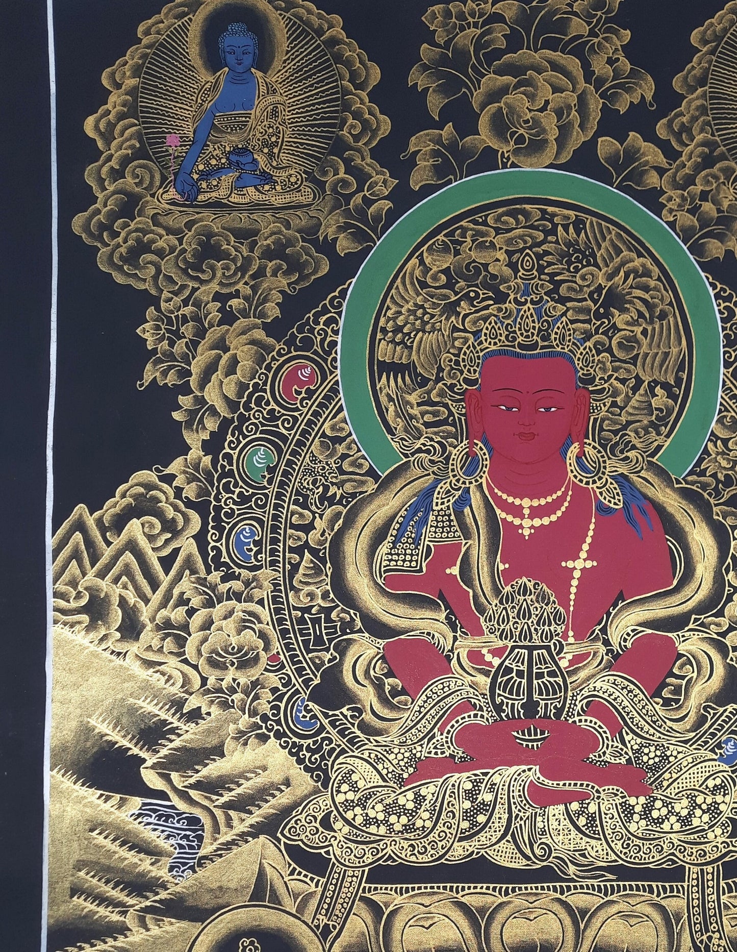 Original Hand Painted Buddha Aparmita/ Amitayus, Compassion / Meditation Tibetan Thangka / Thanka Painting From Nepal