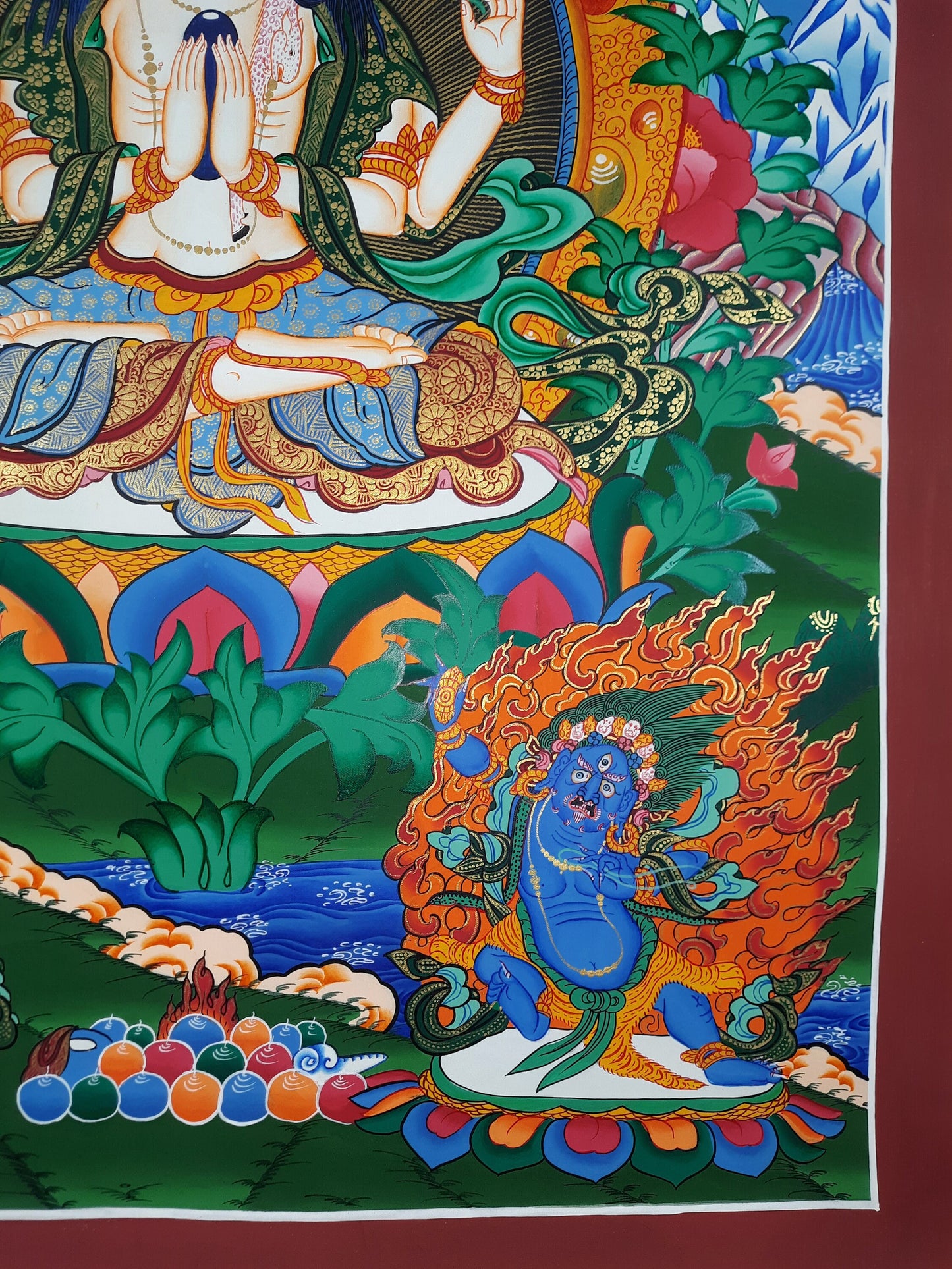 Original Hand Painted Masterpiece Avalokiteshvara/Chenrezig / Compassion Buddha Tibetan Meditation Wall hanging Thangka / Thanka Painting