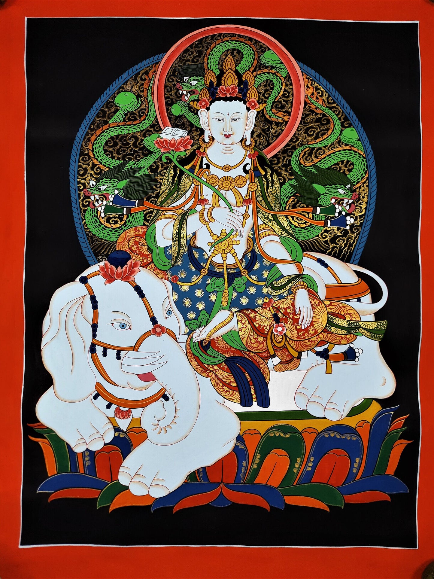 Hand painted Original Master Qualkity Kindess Buddha / Pu xian Tibetan Painting Wall hanging Thanka / Thangka / Compassion Meditation Art