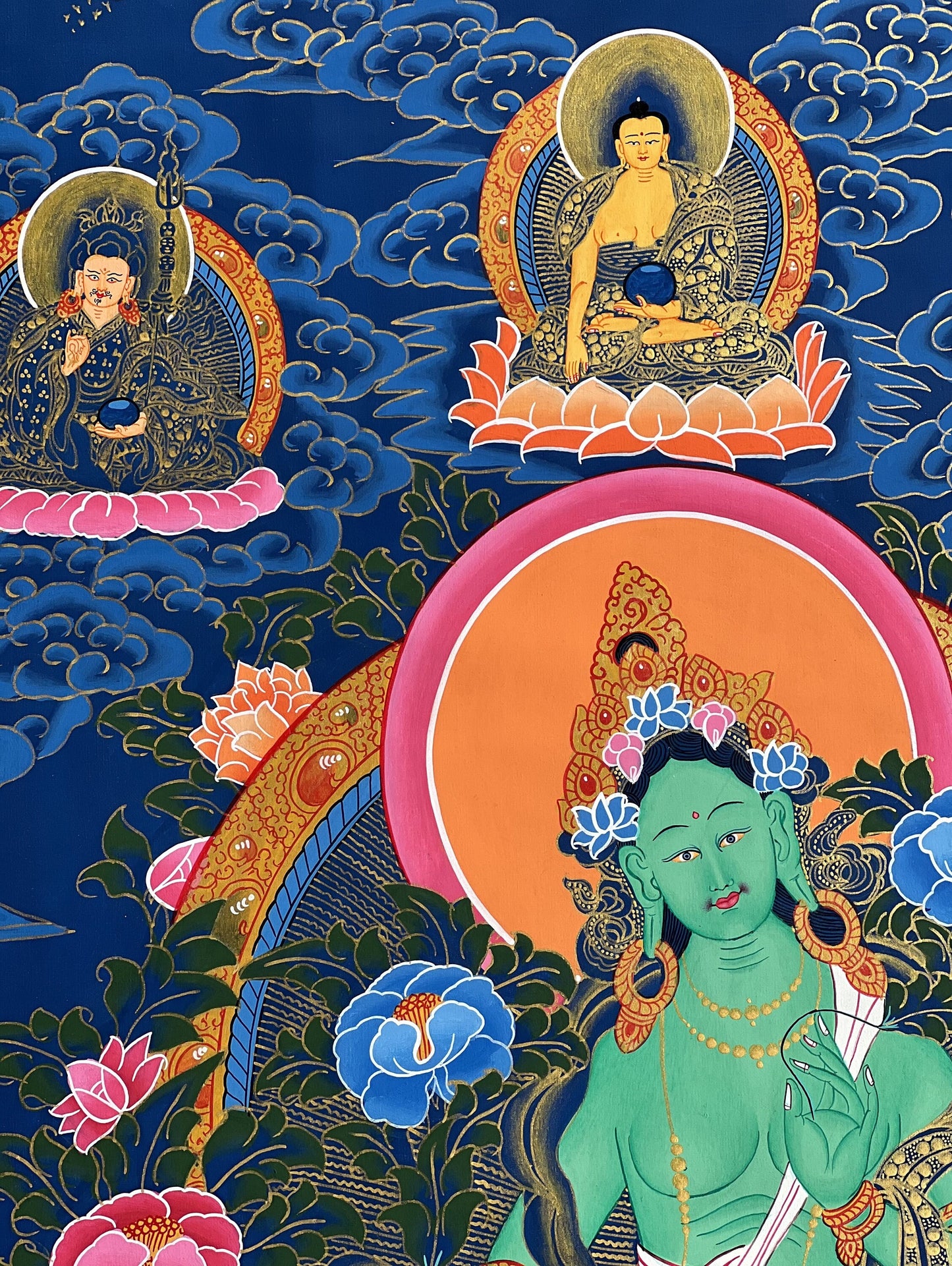 Original Hand painted Green Tara Masterpiece Tibetan Thangka / Thanka Painting Compassion Meditation Art/Wall Hanging  From Nepal