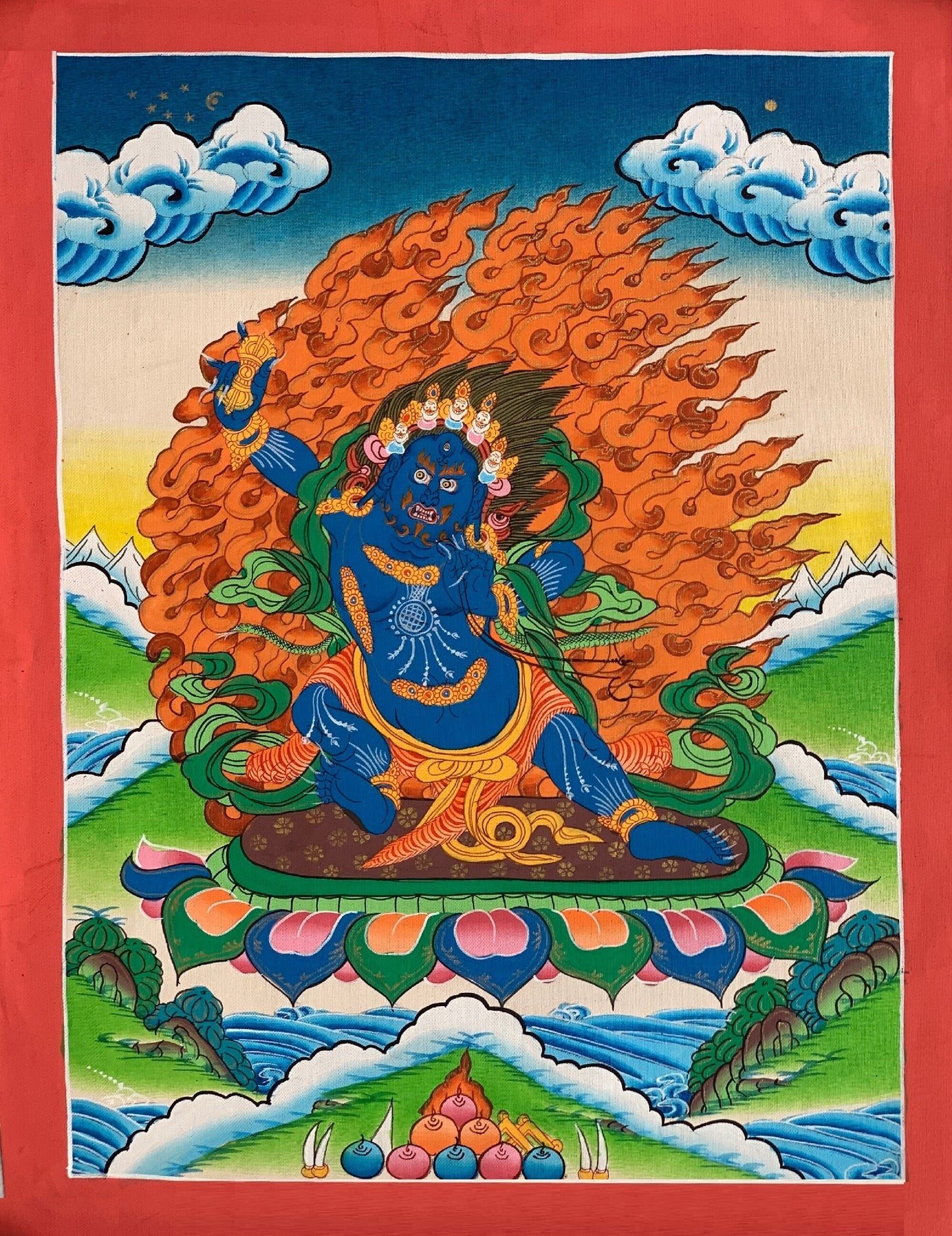 Original Hand-painted Master Quality Vajarapani, Sangdag Chagna Dorje, Tibetan Compassion Meditation Thangka  Painting