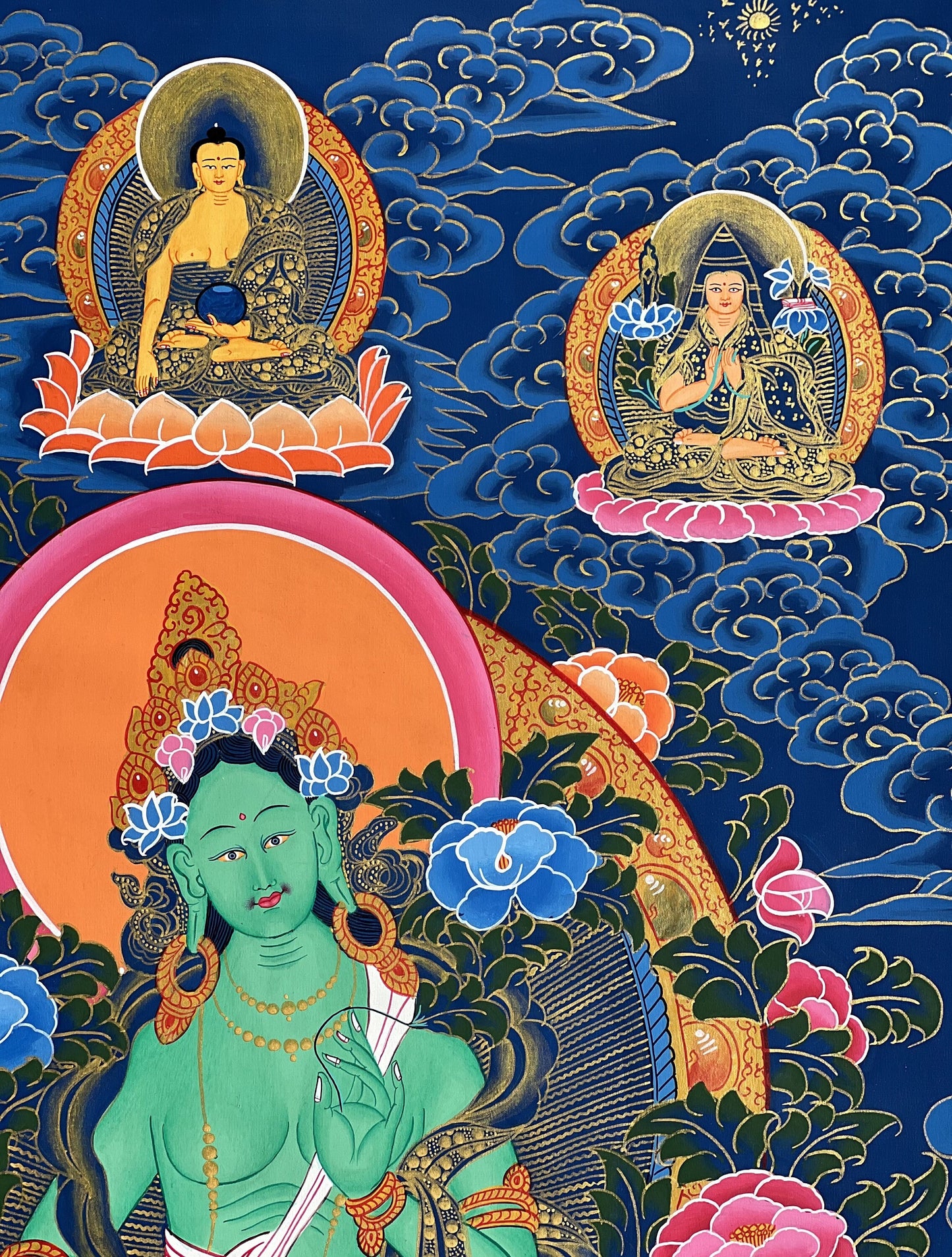 Original Hand painted Green Tara Masterpiece Tibetan Thangka / Thanka Painting Compassion Meditation Art/Wall Hanging  From Nepal