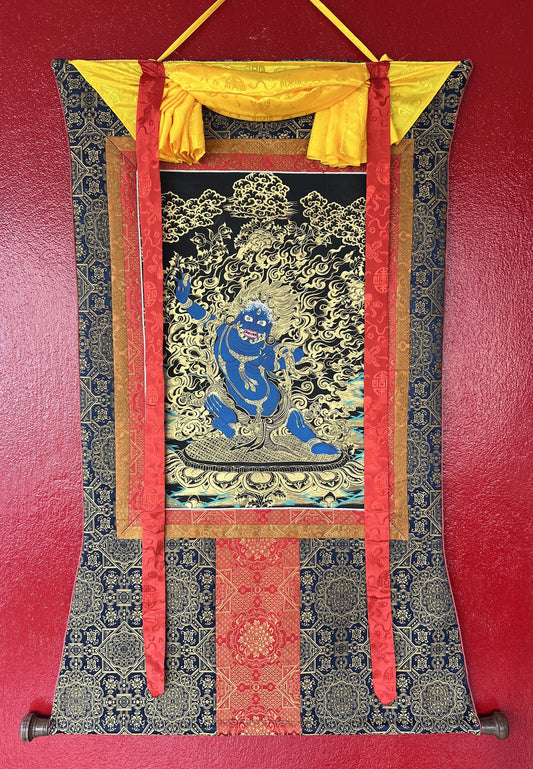 Original Hand-painted Master Quality  Vajarapani, Sangdag Chagna Dorje Tibetan Thangka  Painting with Premium Khadi Silk Brocade