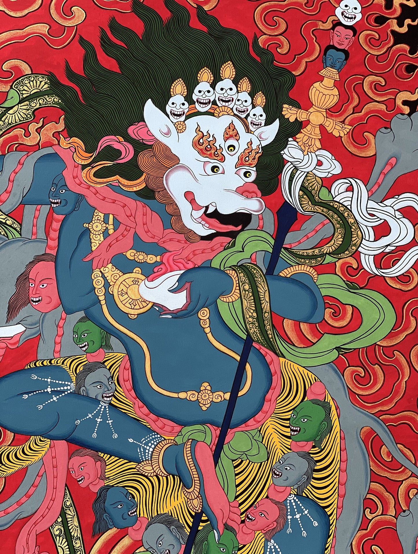 Original Hand Painted Lion Face Dakini  / Simhamukha/ Simhamukhi Jogini /Yogini  Masterpiece Tibetan Meditation Thangka / Thanka Painting