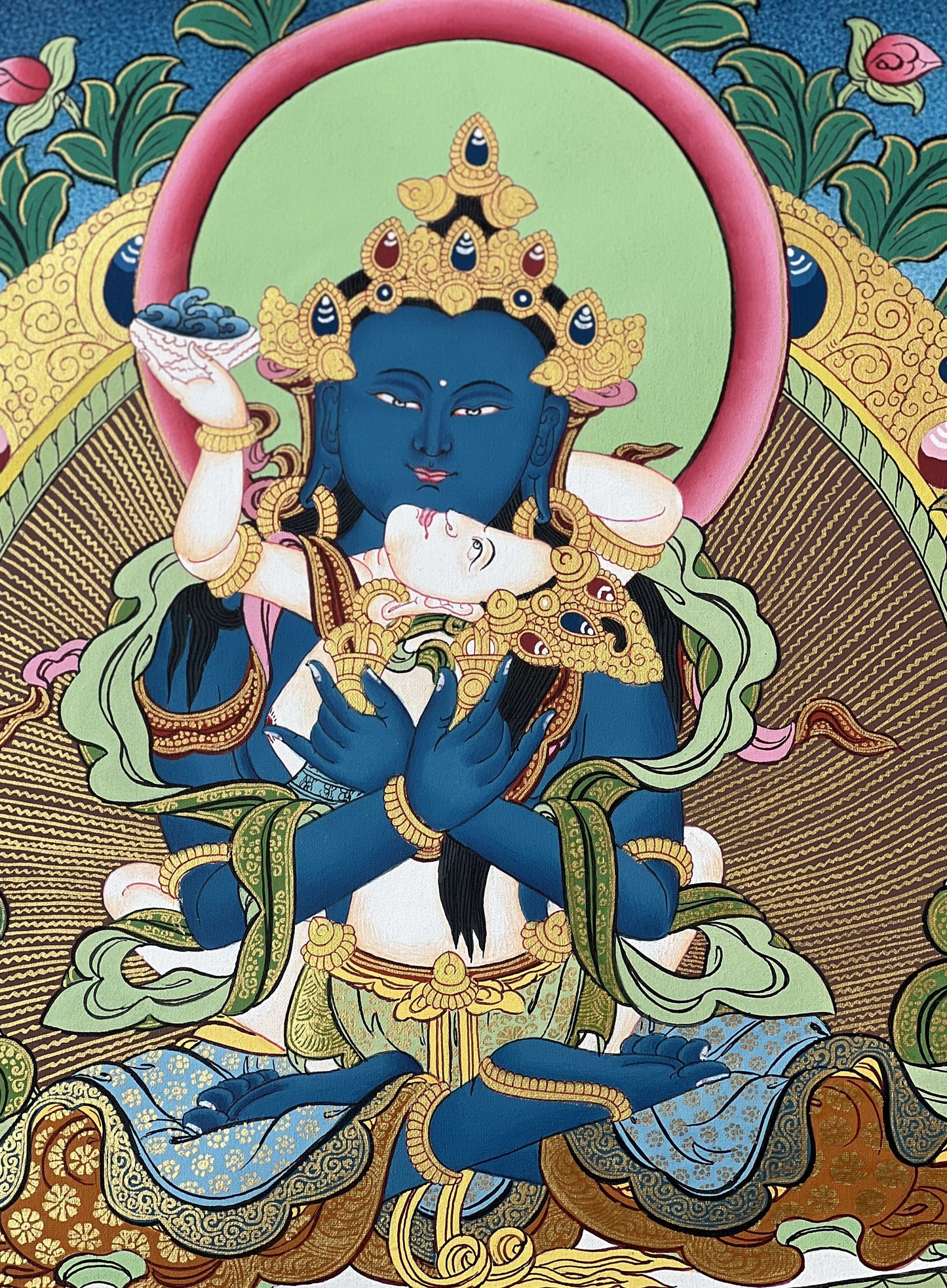 Original Hand-painted High Quality Masterpiece Vajradhara Shakti  Prajnaparamita Indra Yab Yum Tibetan Thangka Painting