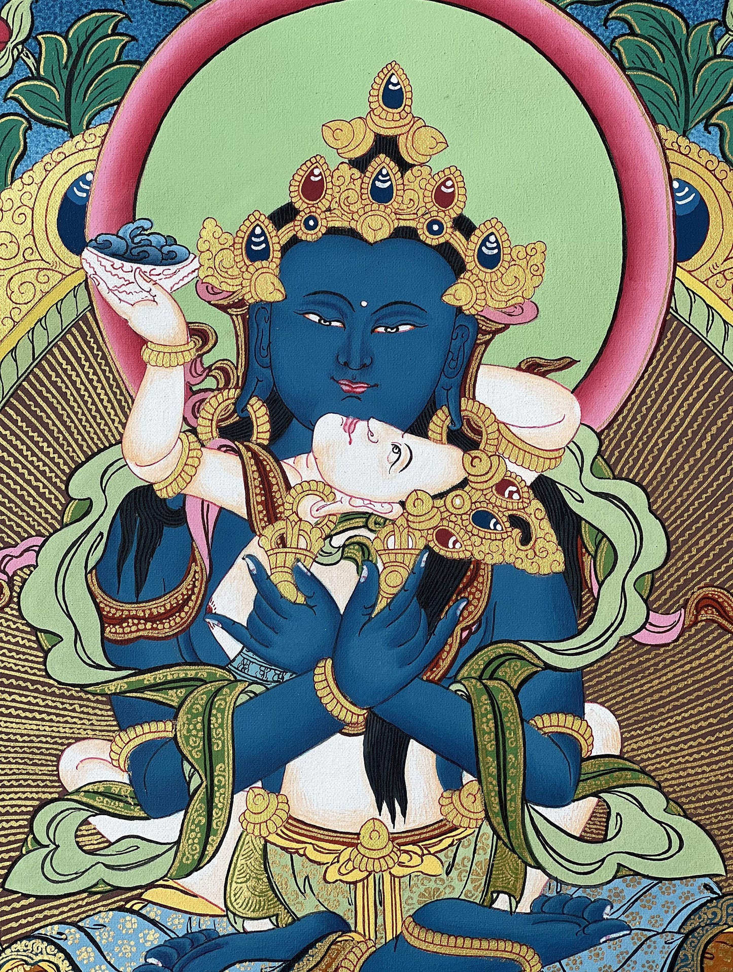 Original Hand-painted High Quality Masterpiece Vajradhara Shakti  Prajnaparamita Indra Yab Yum Tibetan Thangka Painting