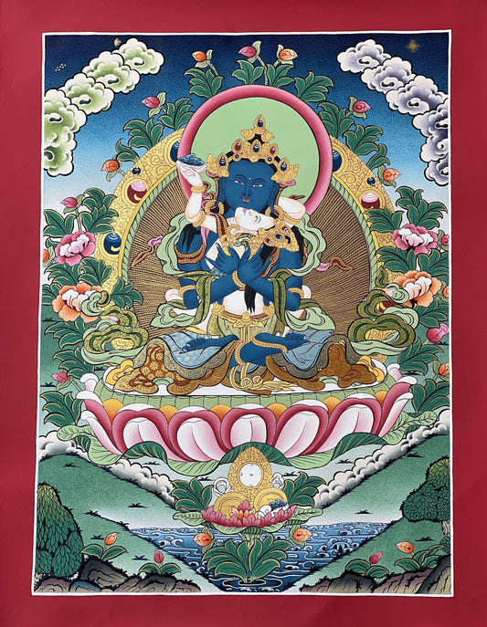 Original Hand-painted High Quality Masterpiece Vajradhara Shakti  Prajnaparamita Indra Yab Yum Tibetan Thangka Painting