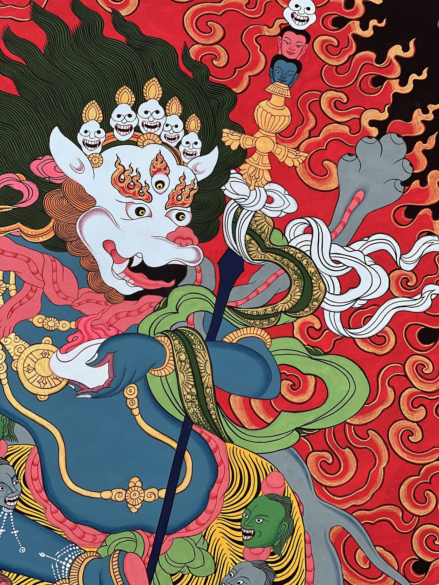 Original Hand Painted Lion Face Dakini  / Simhamukha/ Simhamukhi Jogini /Yogini  Masterpiece Tibetan Meditation Thangka / Thanka Painting