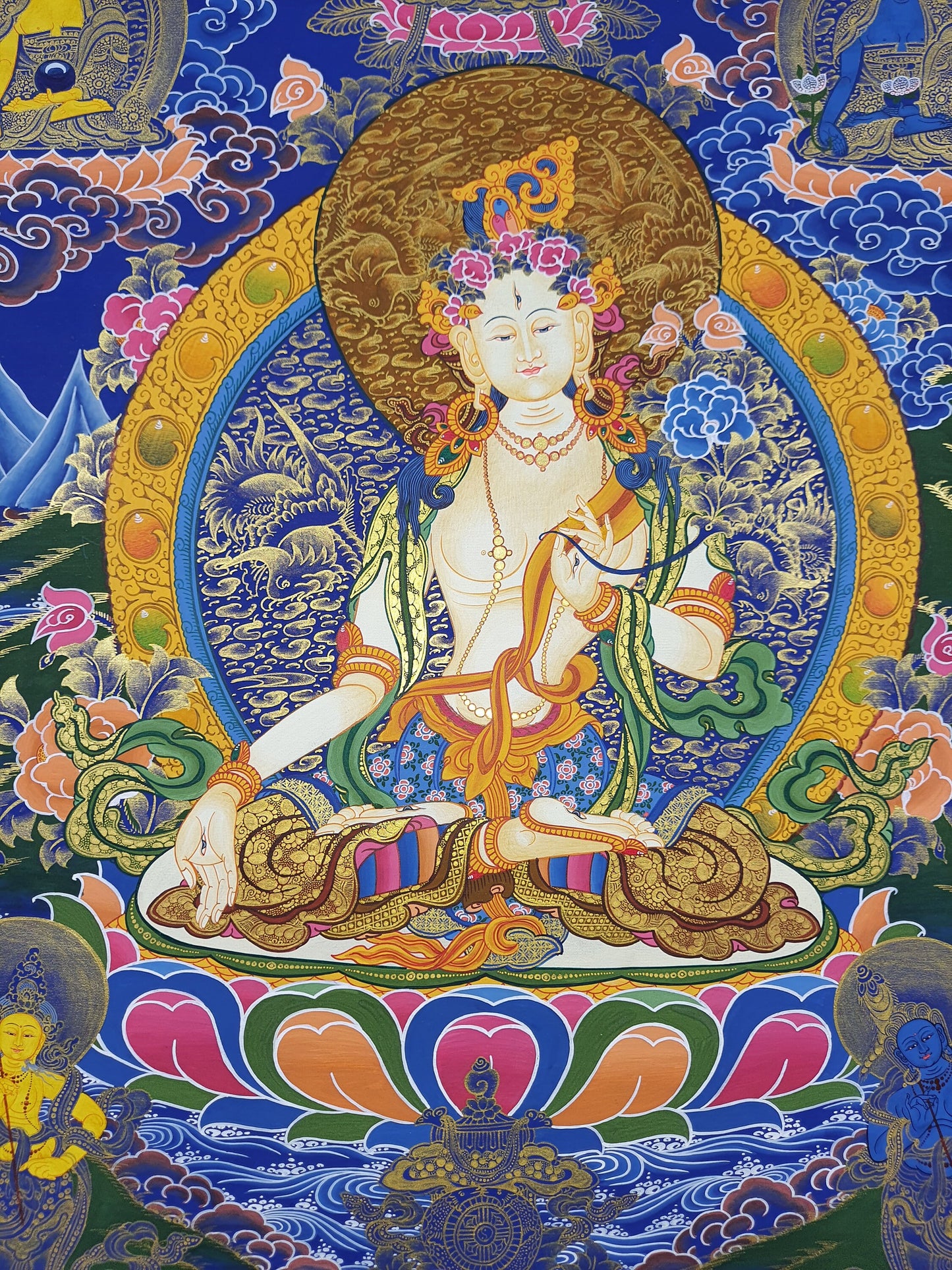 Original Hand Painted White Tara / Mother Tara Tibetan Compassion / Meditation Masterpiece Tibetan Thangka / Thanka  Painting/Wall hanging