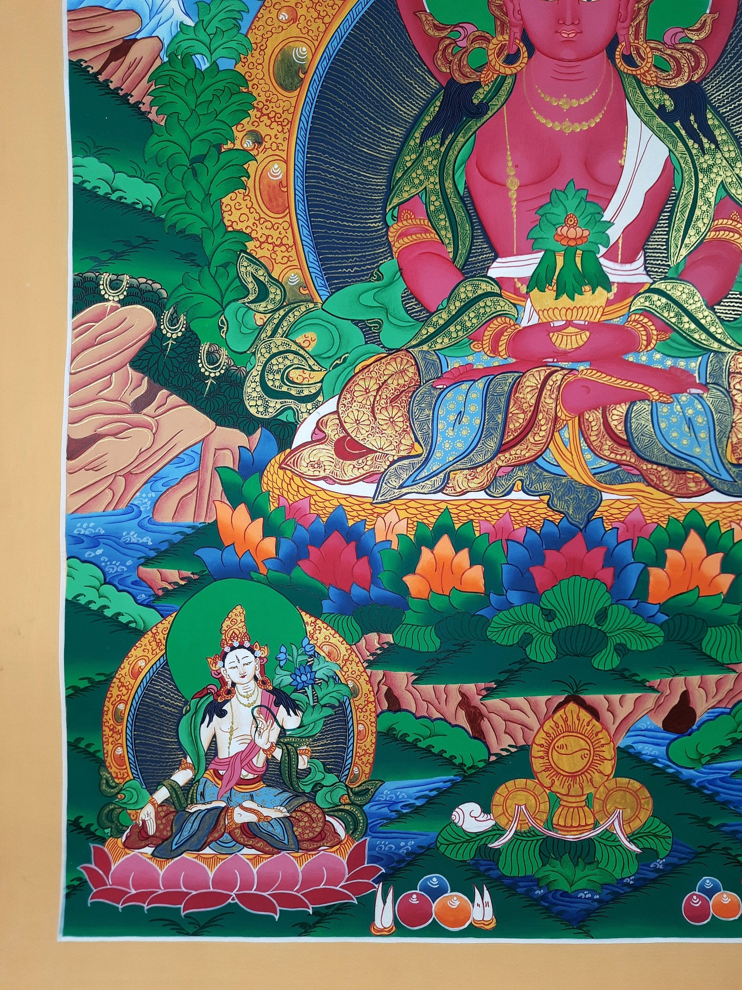 Original Hand Painted Buddha Aparmita/ Amitayus, Masterpiece Compassion / Meditation Tibetan Thangka / Thanka Painting From Nepal