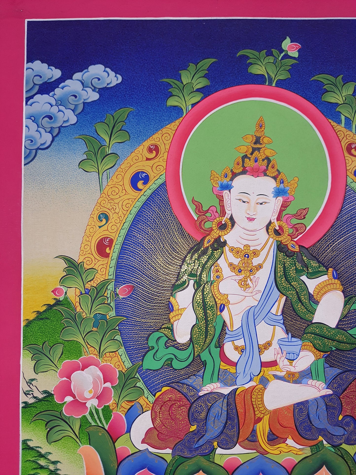 Original Hand-Painted Bodhisattva Vajrasattva/Dorje Sempa Masterpiece  Gold Tibetan Meditation Thangka/ Thanka Painting/Wall Hanging