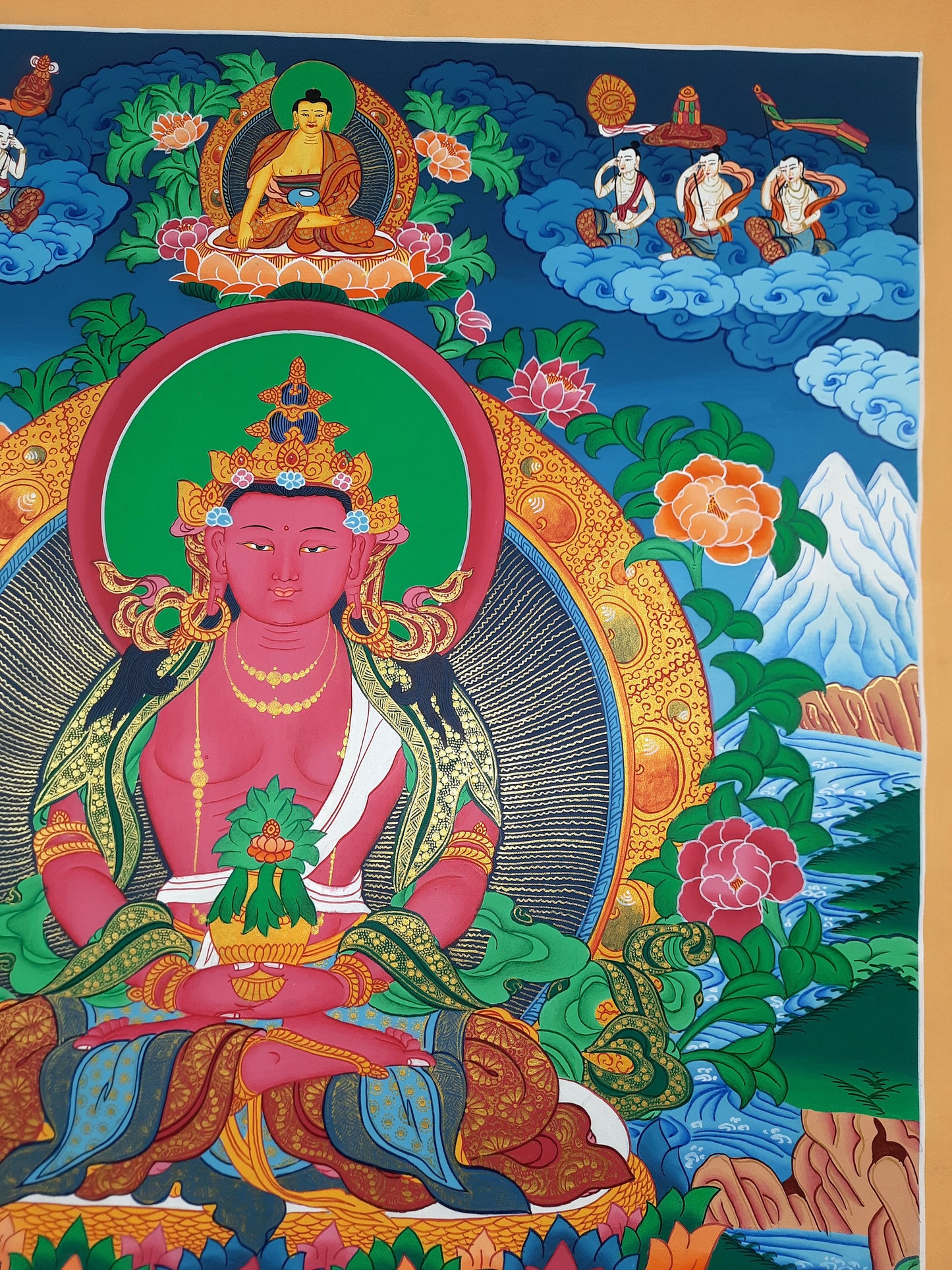 Original Hand Painted Buddha Aparmita/ Amitayus, Masterpiece Compassion / Meditation Tibetan Thangka / Thanka Painting From Nepal