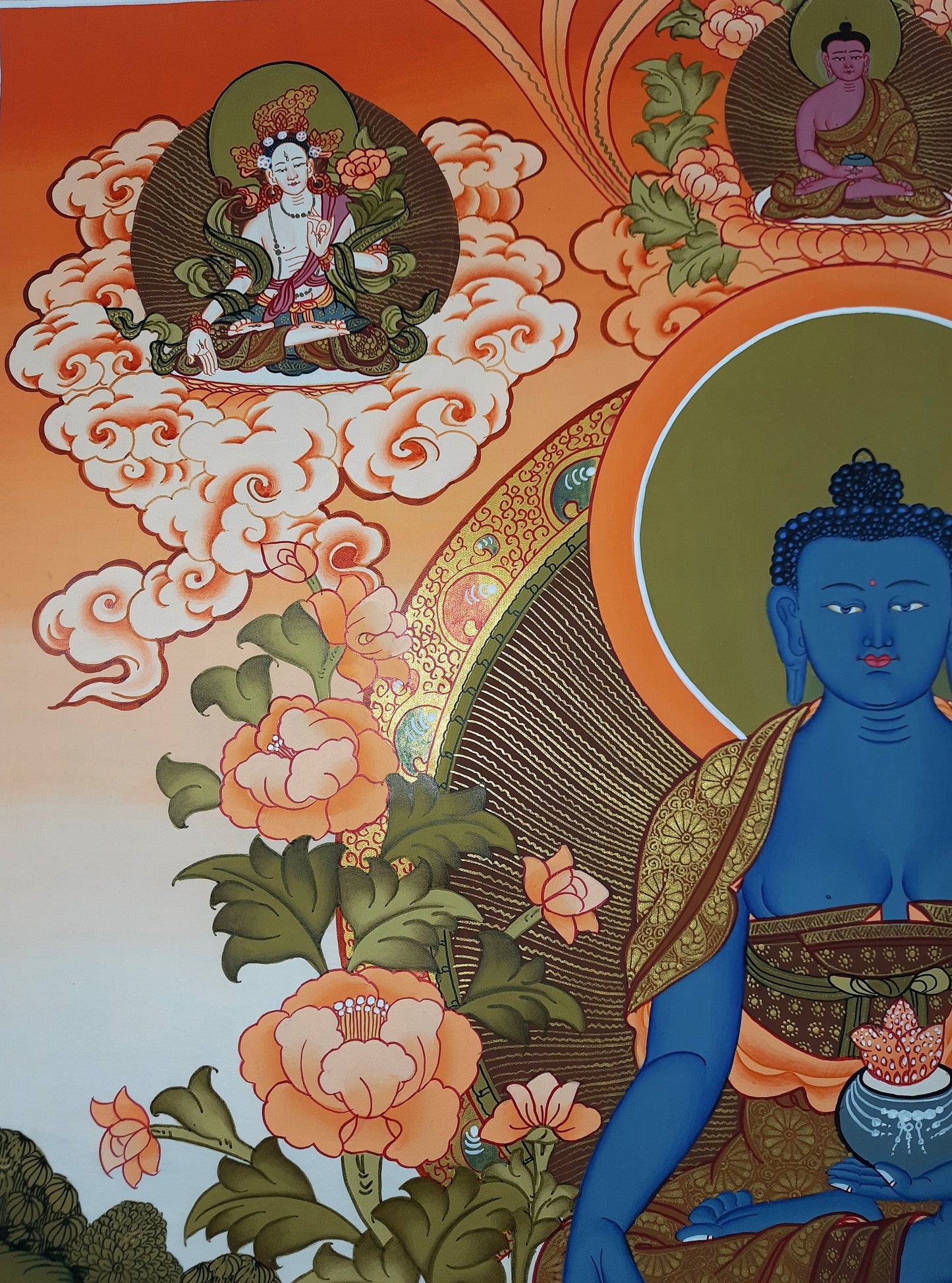 Original Hand-Painted Medicine Buddha,Bhaiṣajyaguru,Masterpiece  Tibetan Wall Hanging, Meditation, Meditate Thangka, Thanka Painting