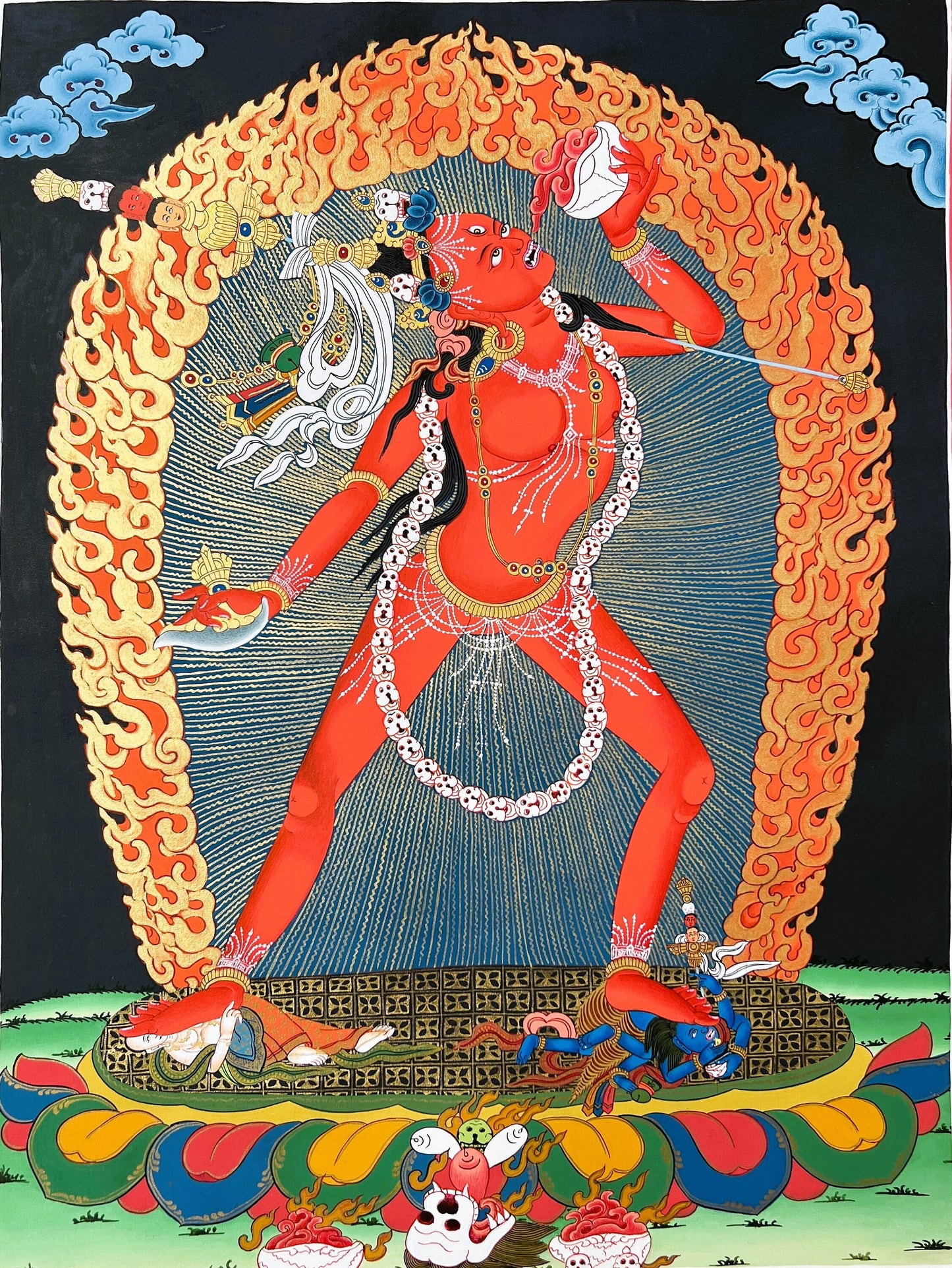 Original Hand Painted Vajrayogini / Vajrabarahi/ Dorje Neljorma / Masterpiece Tibetan Compassion Meditation Thangka Painting from Nepal