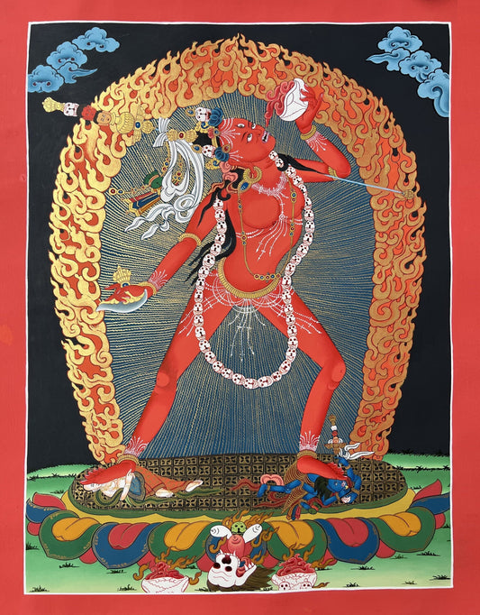 Original Hand Painted Vajrayogini / Vajrabarahi/ Dorje Neljorma / Masterpiece Tibetan Compassion Meditation Thangka Painting from Nepal