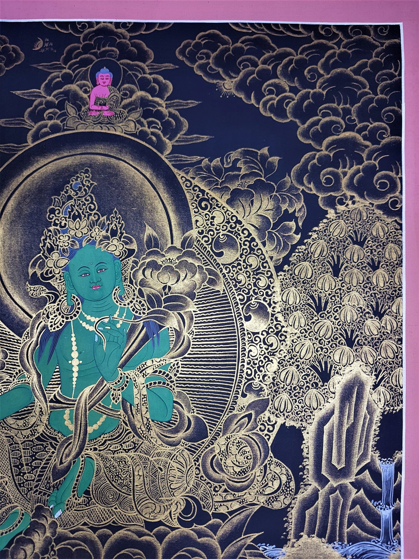 Hand painted Original Green Tara/ Shyamatara/ Female Buddha Masterpiece Tibetan Thangka /Thanka Painting/Wall Hanging  From Nepal