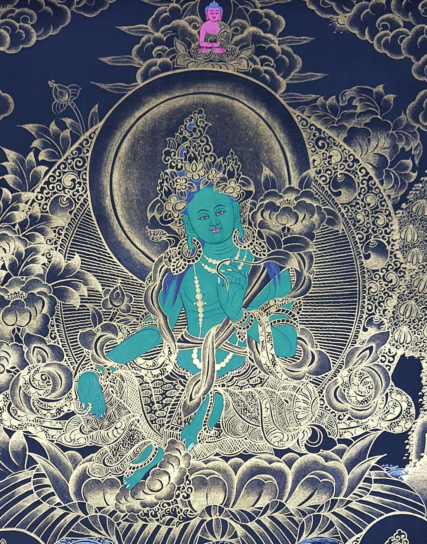 Hand painted Original Green Tara/ Shyamatara/ Female Buddha Masterpiece Tibetan Thangka /Thanka Painting/Wall Hanging  From Nepal