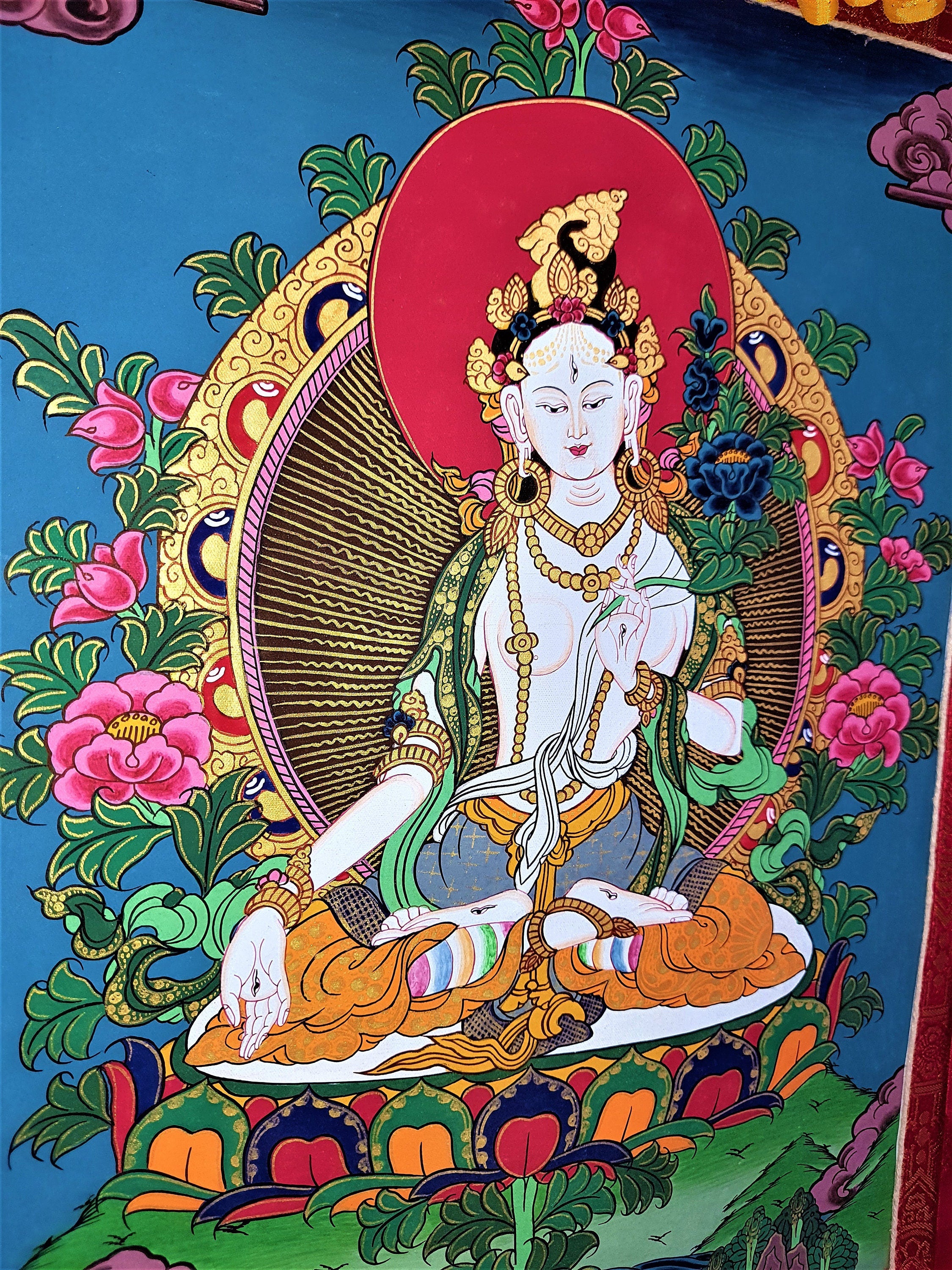 Original Hand Painted White Tara / Mother Tara Masterpiece Tibetan Com ...