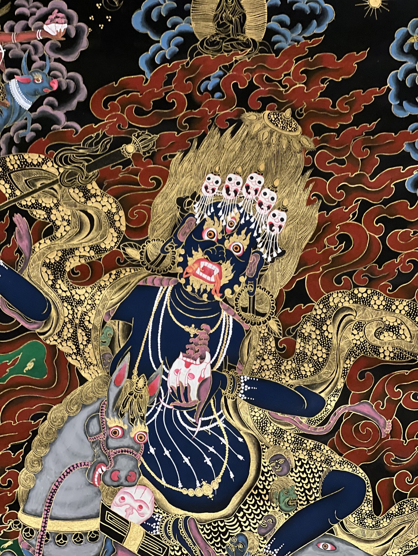 Original Hand-painted  Palden Lhamo / Remati/ Sridevi  Large Tibetan Compassion Mediation Thangka/Thanka Painting/Wall Hanging