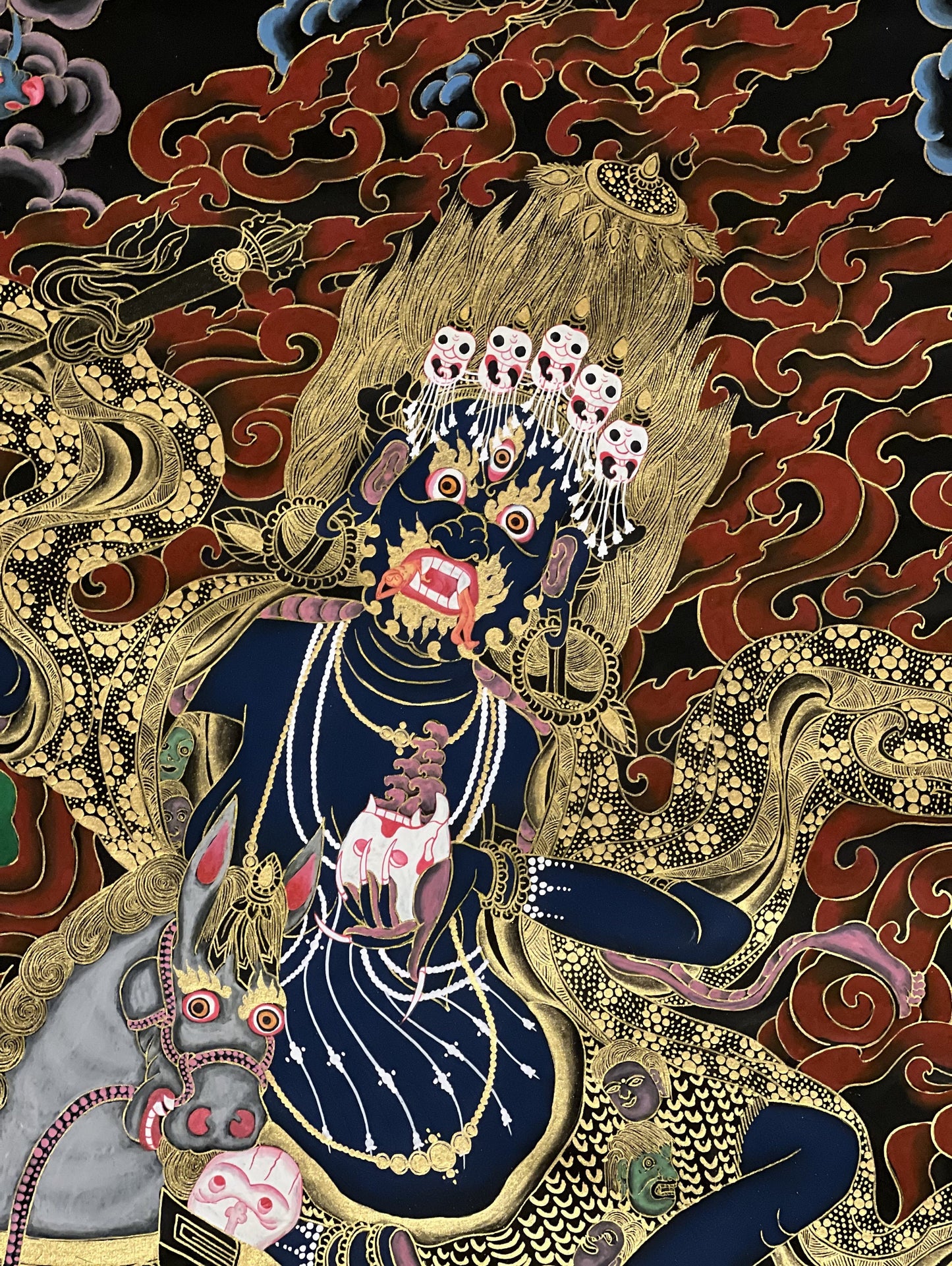 Original Hand-painted  Palden Lhamo / Remati/ Sridevi  Large Tibetan Compassion Mediation Thangka/Thanka Painting/Wall Hanging