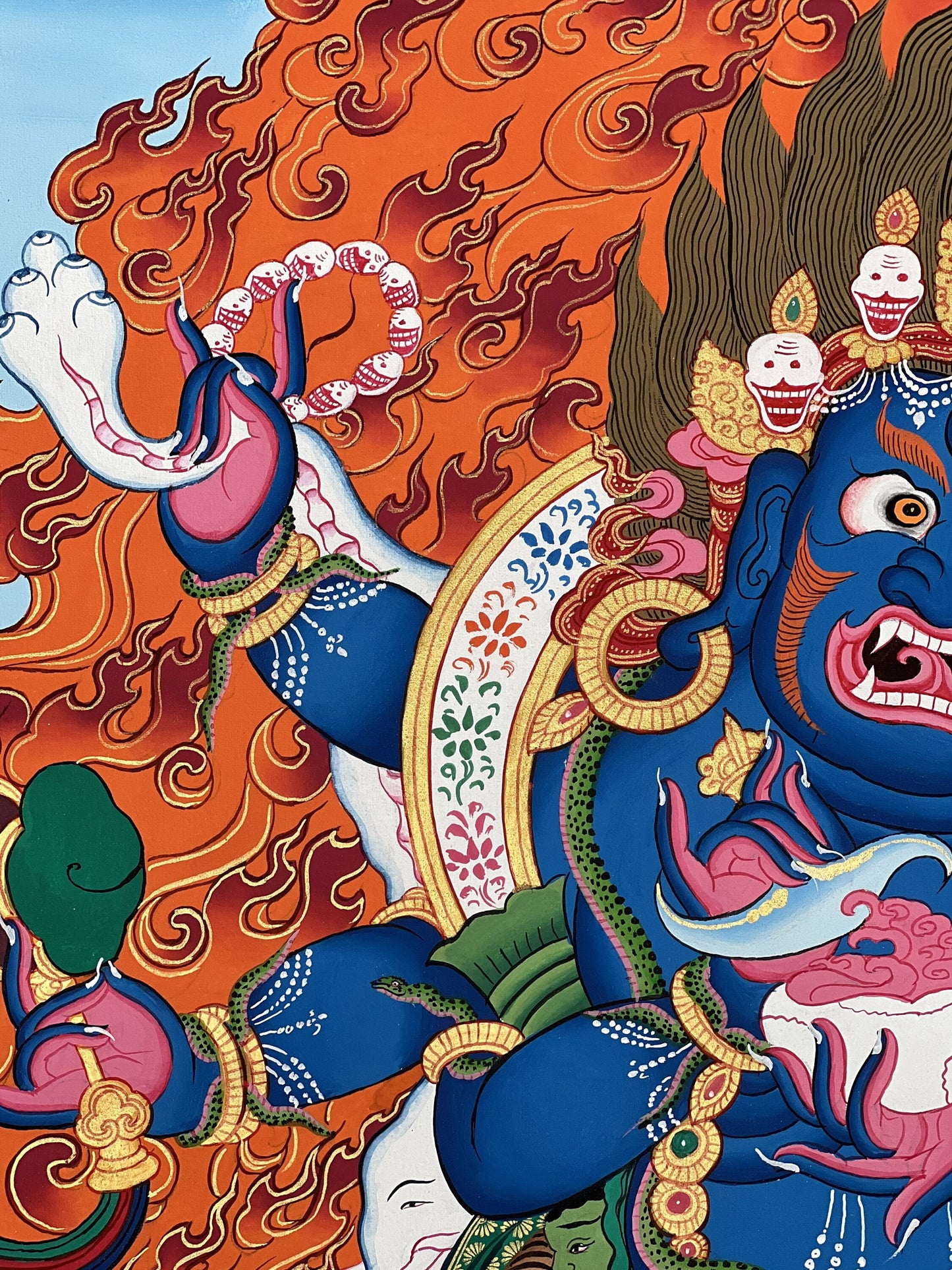 Original Hand Painted Six-Armed Mahakala Mahankala / Masterpiece Large Tibetan  Compassion, Meditation Thangka / Thanka Painting From Nepal