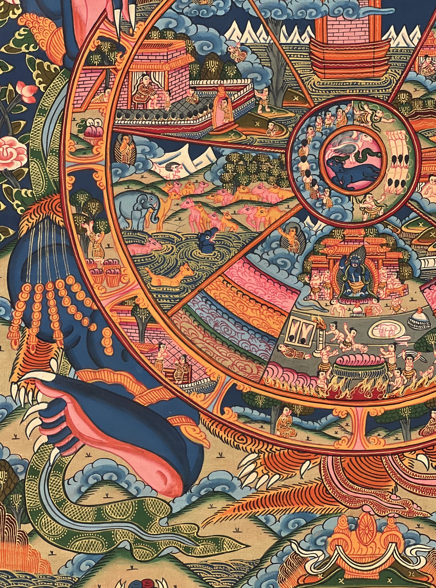 Original Hand Painted Wheel Of Life Mandala Masterpiece Gold Tibetan Meditation compassion Thangka/thanka painting From Nepal