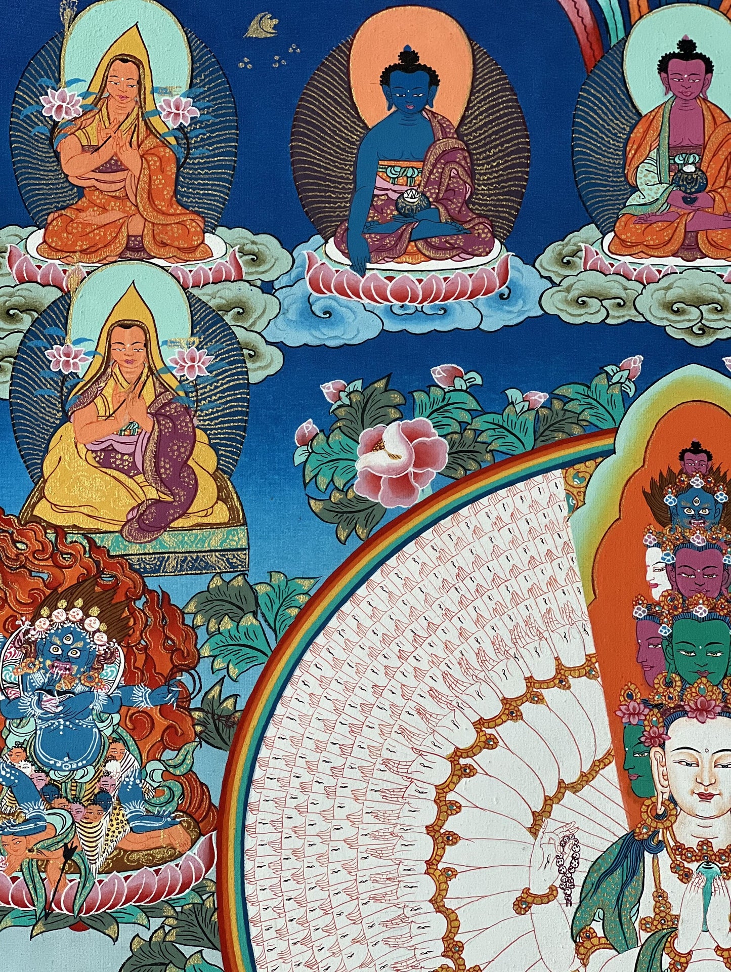 Original Hand Painted SAHASRABHUJA 1000 ARMED AVALOKITESHVARA /Chenrezig Masterpiece Tibetan Meditation Thangka/Thanka Painting From Nepal