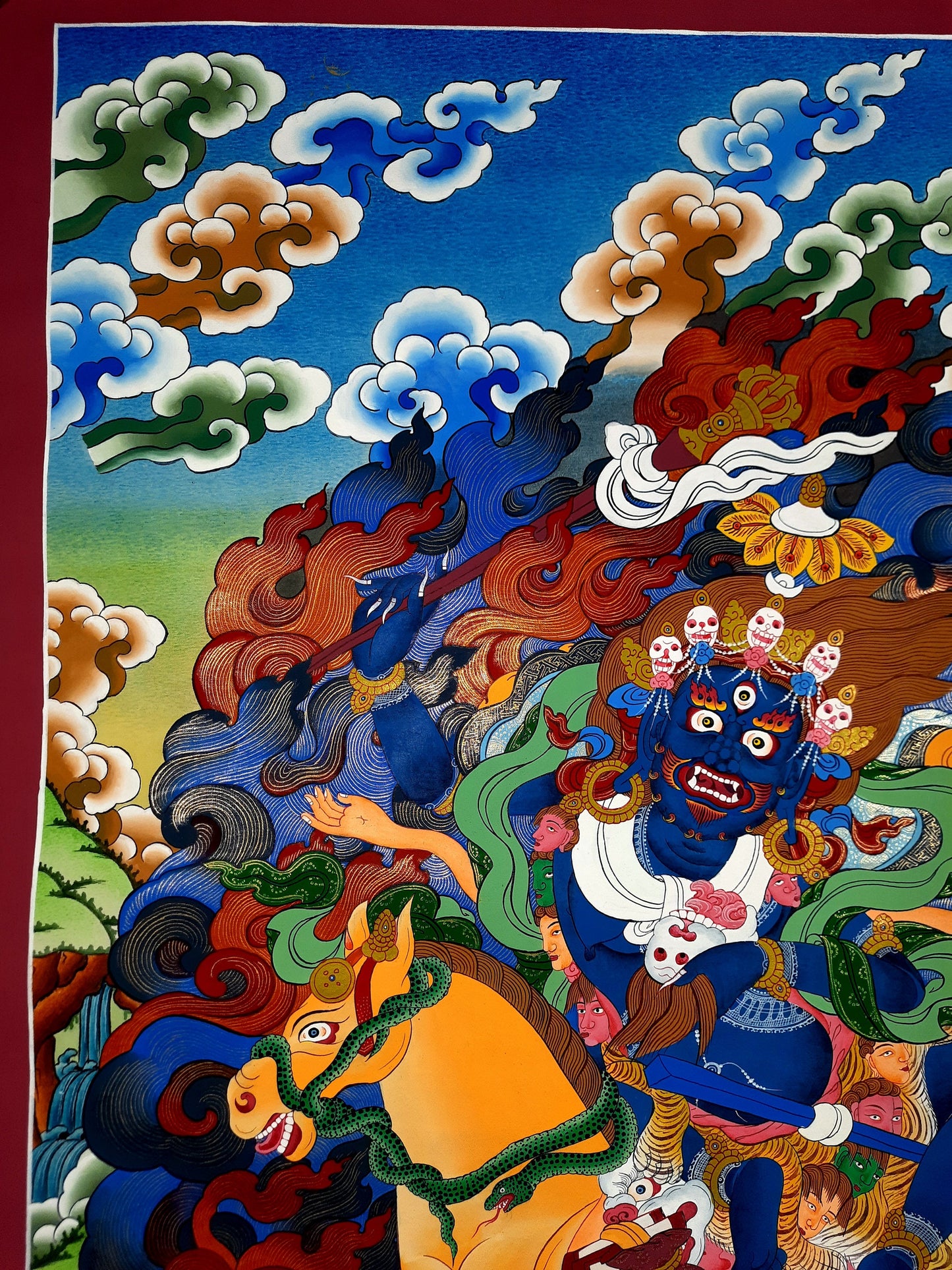 Original Hand-Painted Palden Lhamo Shri Devi Compassion / Meditation Gold Tibetan Thangka / Thangka  Painting/ Wall Hanging From Nepal