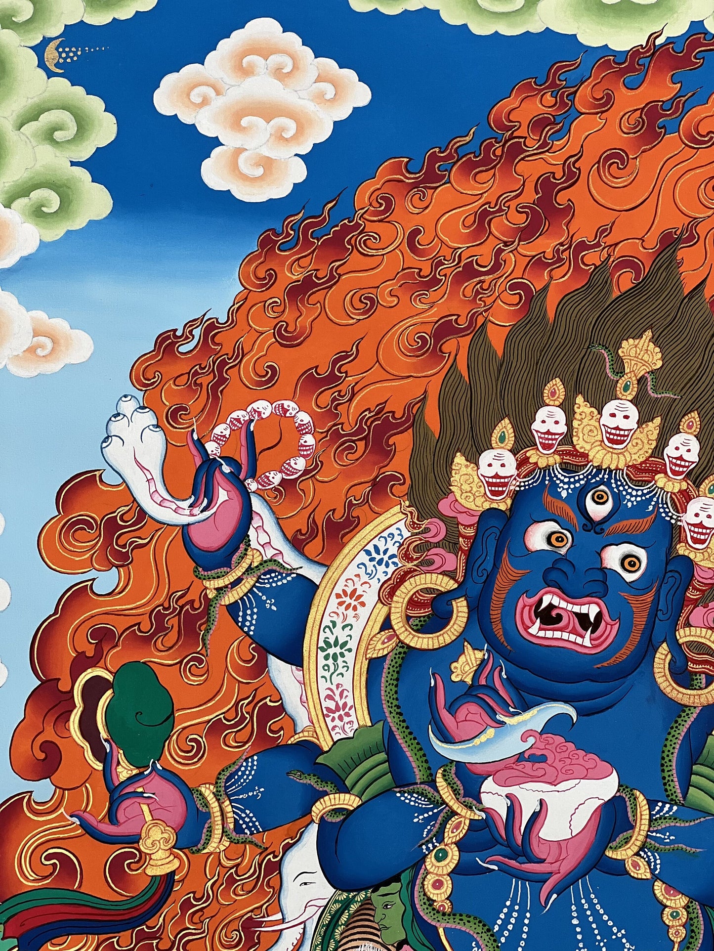 Original Hand Painted Six-Armed Mahakala Mahankala / Masterpiece Large Tibetan  Compassion, Meditation Thangka / Thanka Painting From Nepal