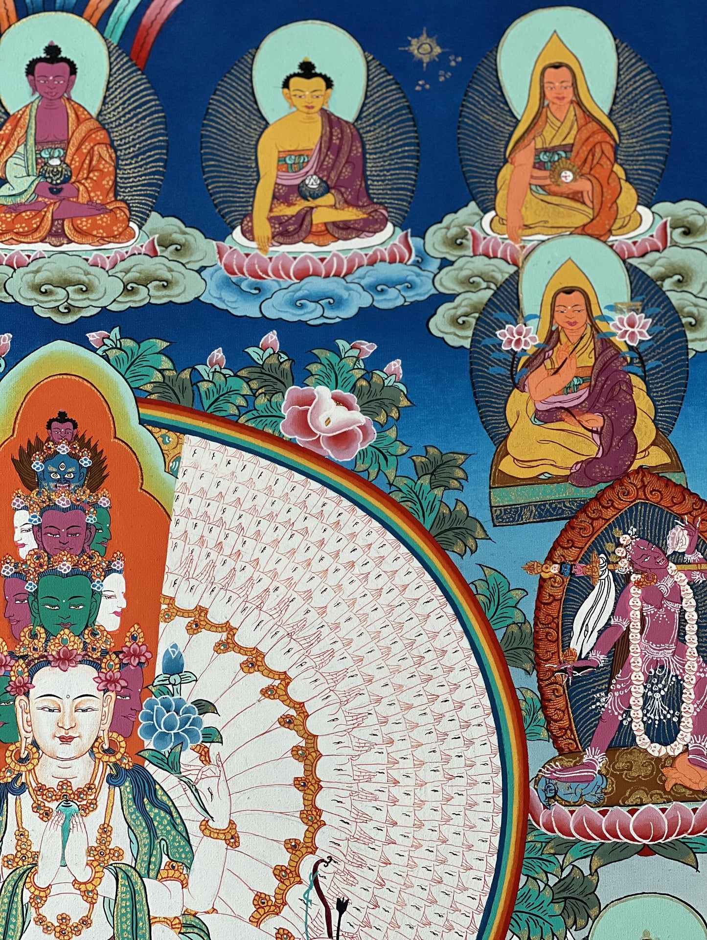 Original Hand Painted SAHASRABHUJA 1000 ARMED AVALOKITESHVARA /Chenrezig Masterpiece Tibetan Meditation Thangka/Thanka Painting From Nepal