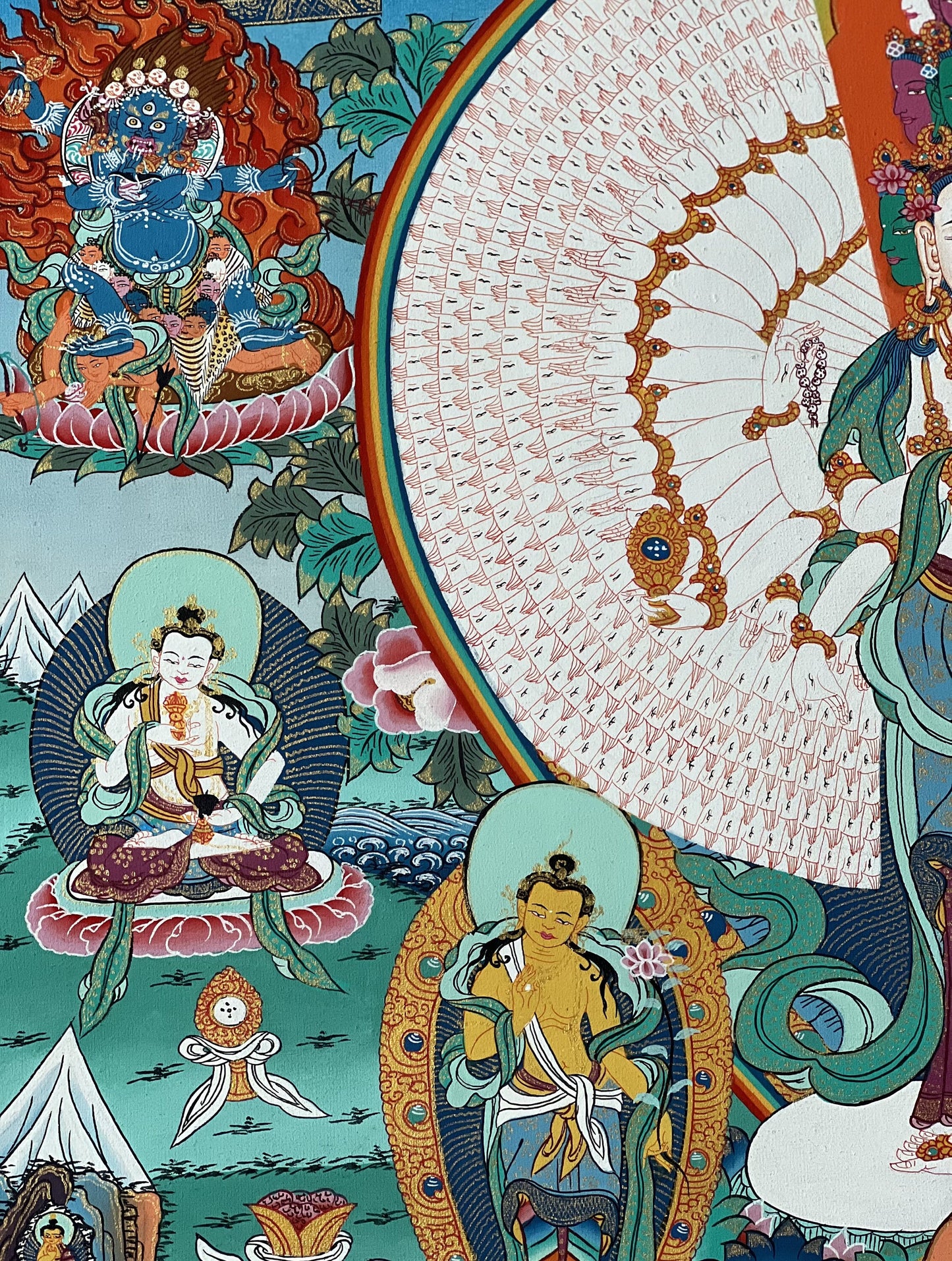 Original Hand Painted SAHASRABHUJA 1000 ARMED AVALOKITESHVARA /Chenrezig Masterpiece Tibetan Meditation Thangka/Thanka Painting From Nepal