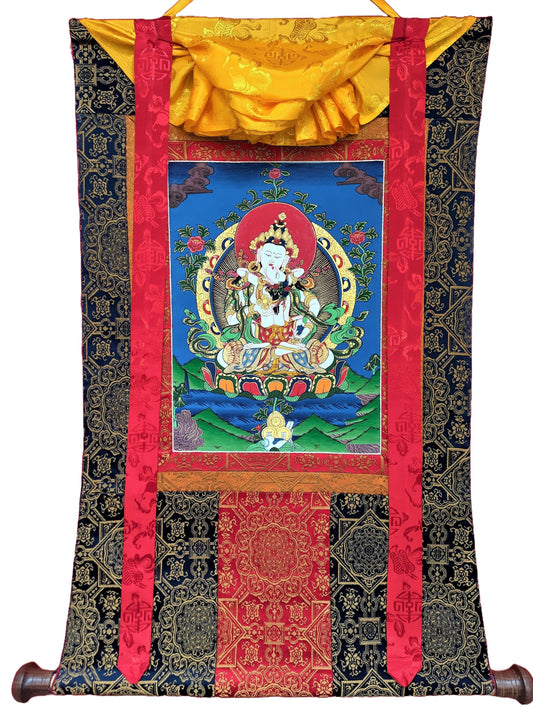 Original Hand-painted, Vajrasattva Shakti Dorje Sempa Master Quality Thangka Painting Compassion Meditation Art High Quality Silk Framed