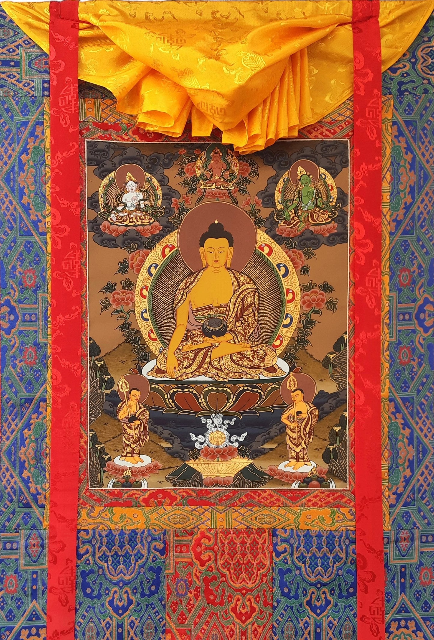 Original Hand Painted Shakyamuni / Lord Gautama / Tibetan Wall Hanging Compassion , Meditation Thangka / Thanka Painting From Nepal