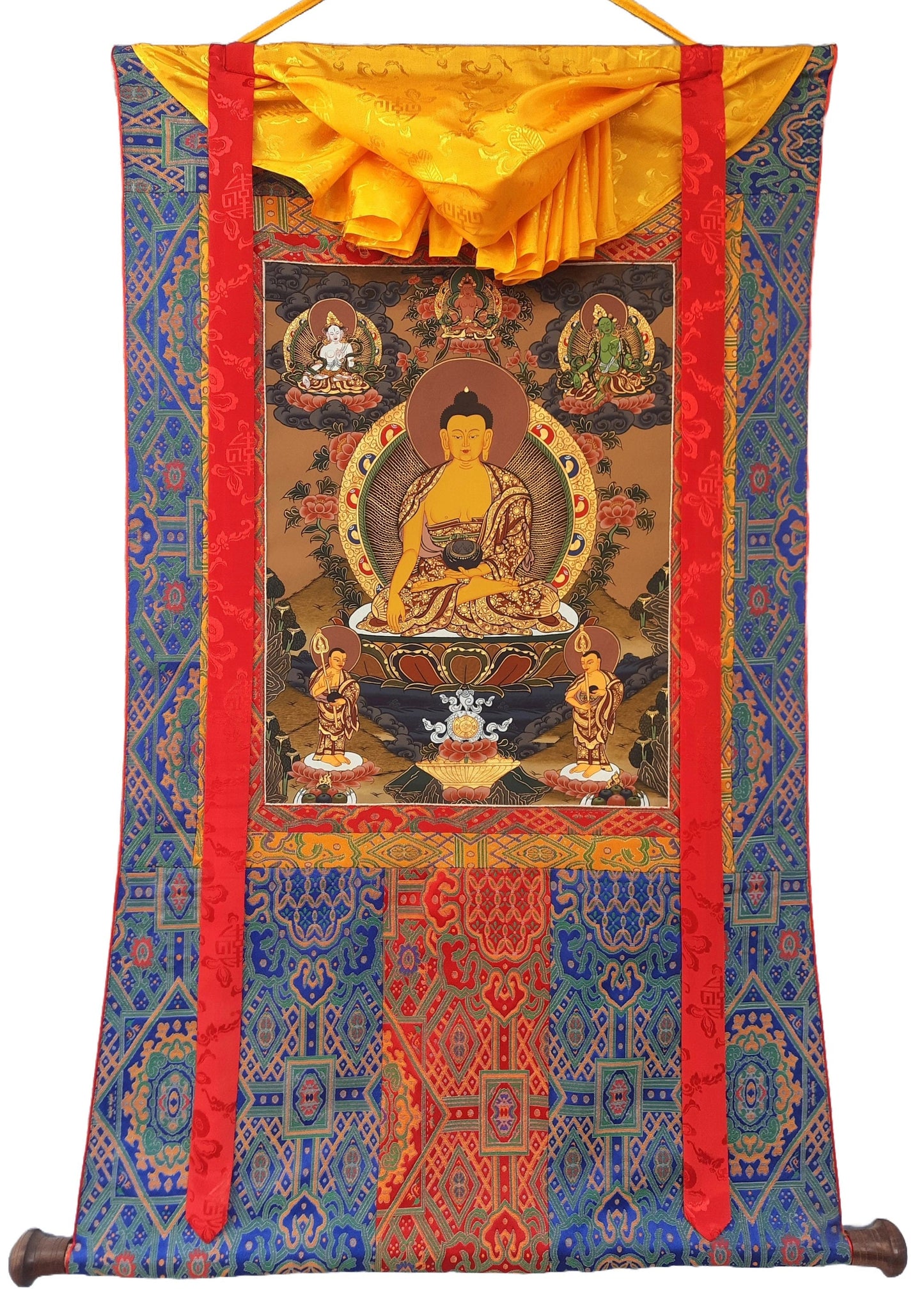 Original Hand Painted Shakyamuni / Lord Gautama / Tibetan Wall Hanging Compassion , Meditation Thangka / Thanka Painting From Nepal