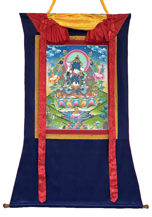 Original Hand-painted Vajradhara Shakti  Prajnaparamita YabYum Tibetan Thangka Painting with Premium Cotton Silk Border