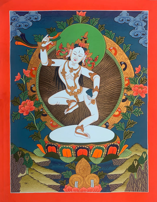 Original Hand-Painted, Machig Labdron/Ahdron Chodron Tibetan Yogini Thangka Painting/ Buddhist Art/ Home/ Wall Hanging