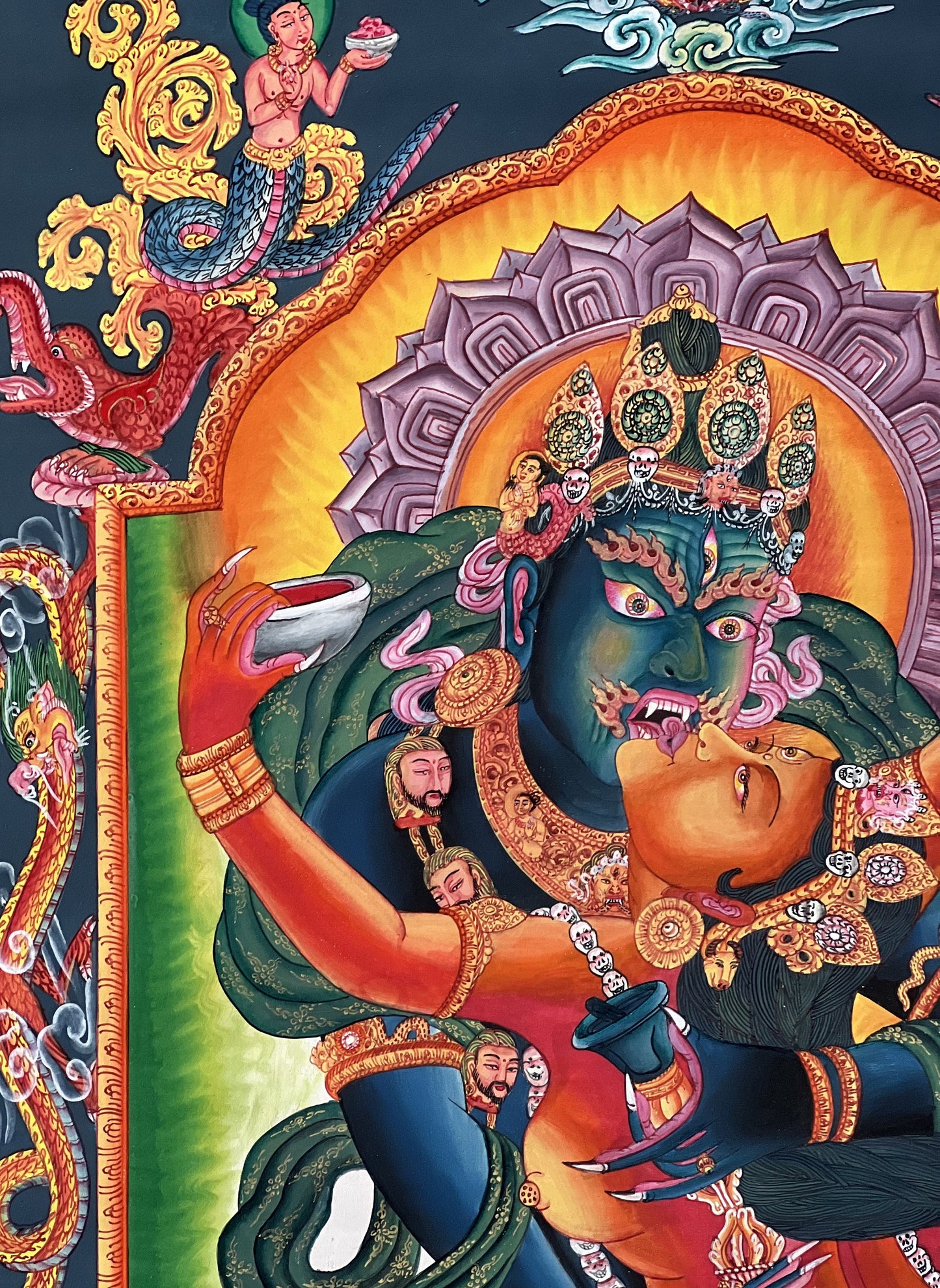 Original Hand-Painted High-Quality Masterpiece Chakrasamvara Shakti Newari Paubha Thangka Painting Compassion Meditation Art from Nepal