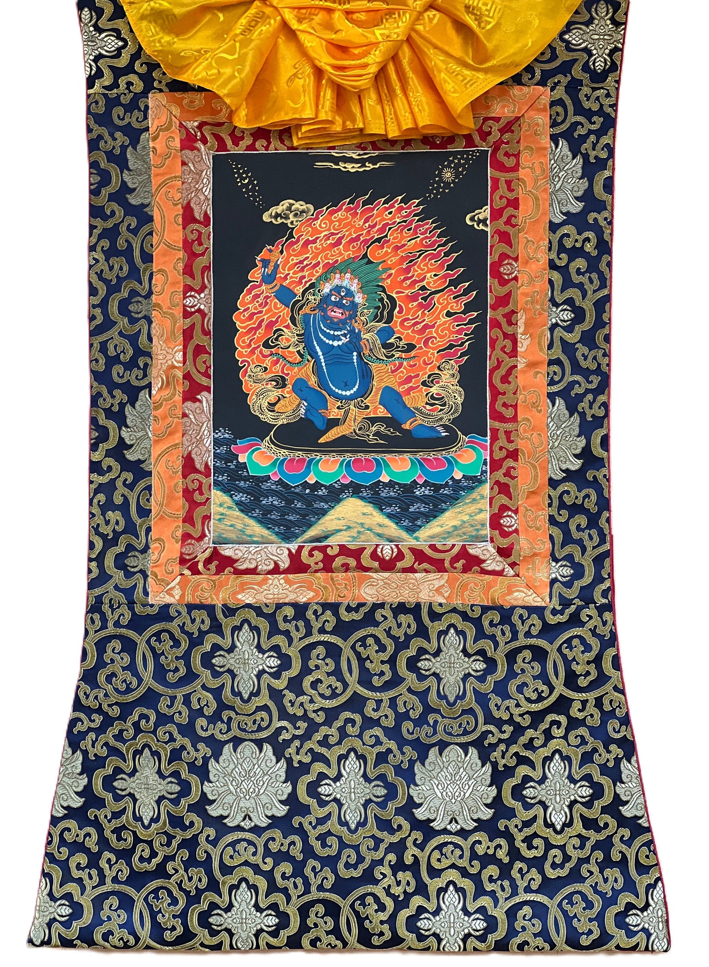 Original Hand Painted VAJRAPANI Meditation Wall hanging Tibetan Thangka / Thanka  Painting with Premium Silk Framed