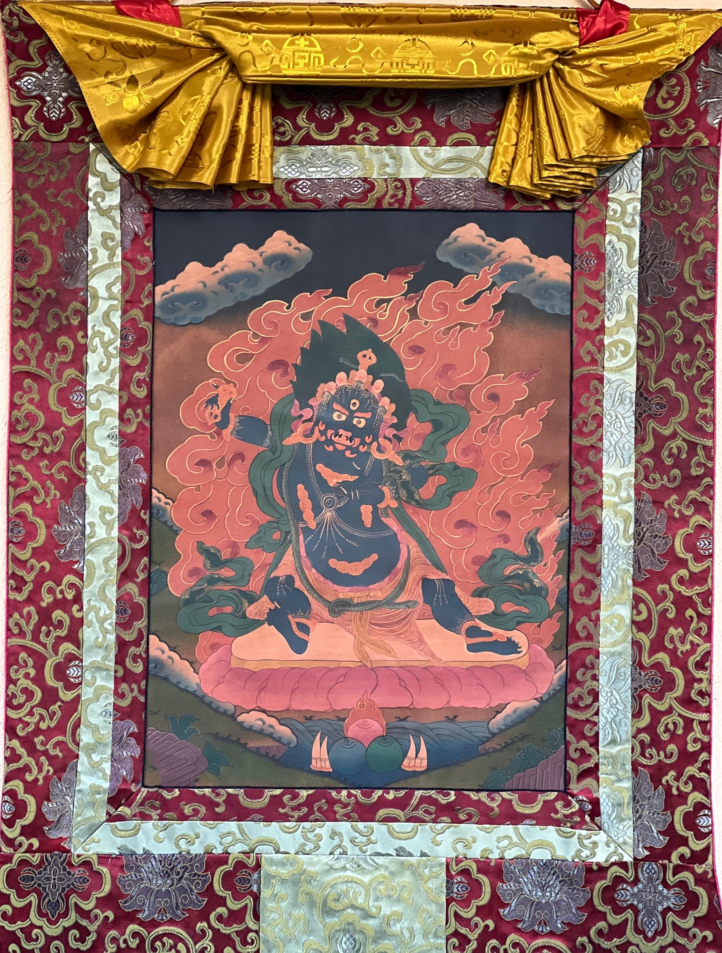 Original Hand Painted Vajrapani  OIL-VARNISHED Tibetan Thangka / Thanka  Painting Meditation Art Wall Hanging from Nepal