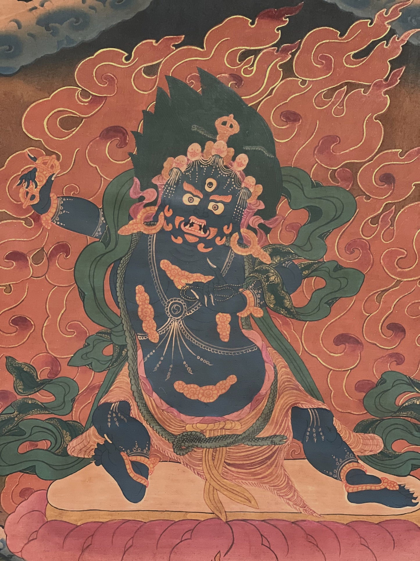 Original Hand Painted Vajrapani  OIL-VARNISHED Tibetan Thangka / Thanka  Painting Meditation Art Wall Hanging from Nepal