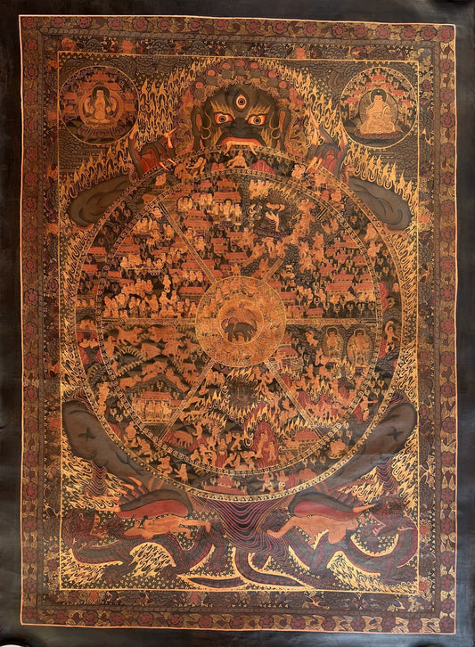 Original Hand Painted Large Wheel Of Life /Bhavacakra Mandala Master Quality Tibetan Meditation Oil Varnished thangka/thanka painting