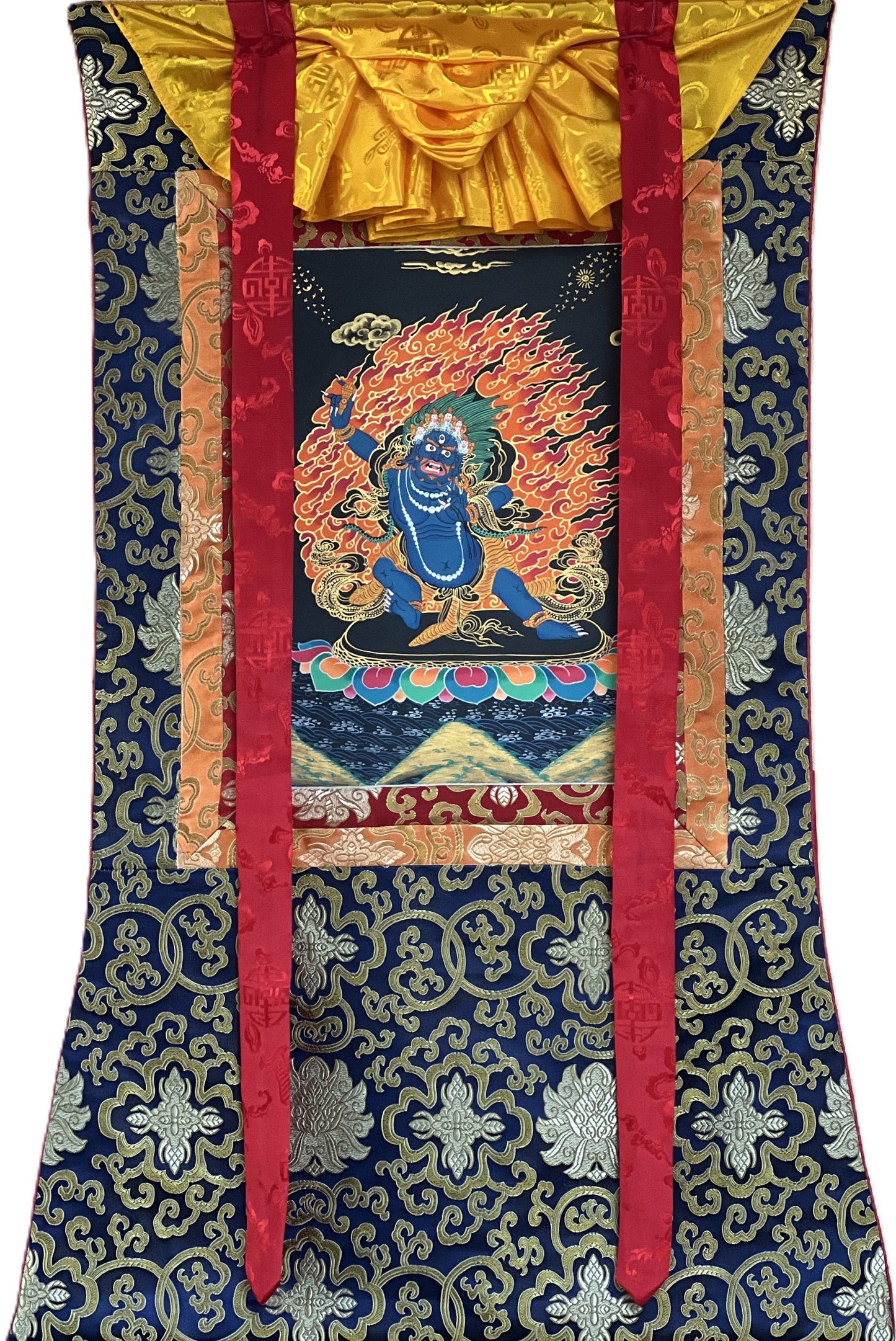 Original Hand Painted VAJRAPANI Meditation Wall hanging Tibetan Thangka / Thanka  Painting with Premium Silk Framed