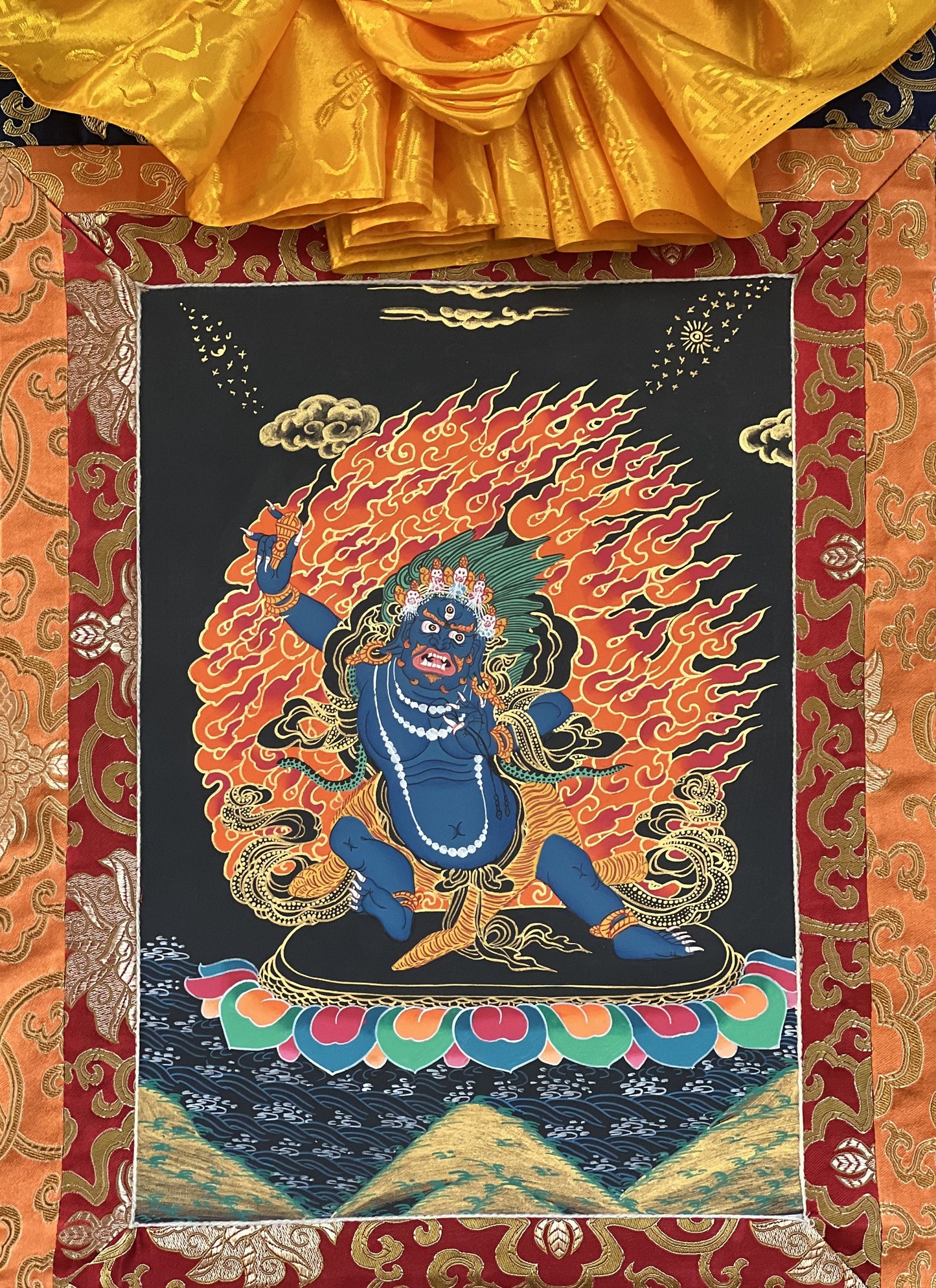 Original Hand Painted VAJRAPANI Meditation Wall hanging Tibetan Thangka / Thanka  Painting with Premium Silk Framed