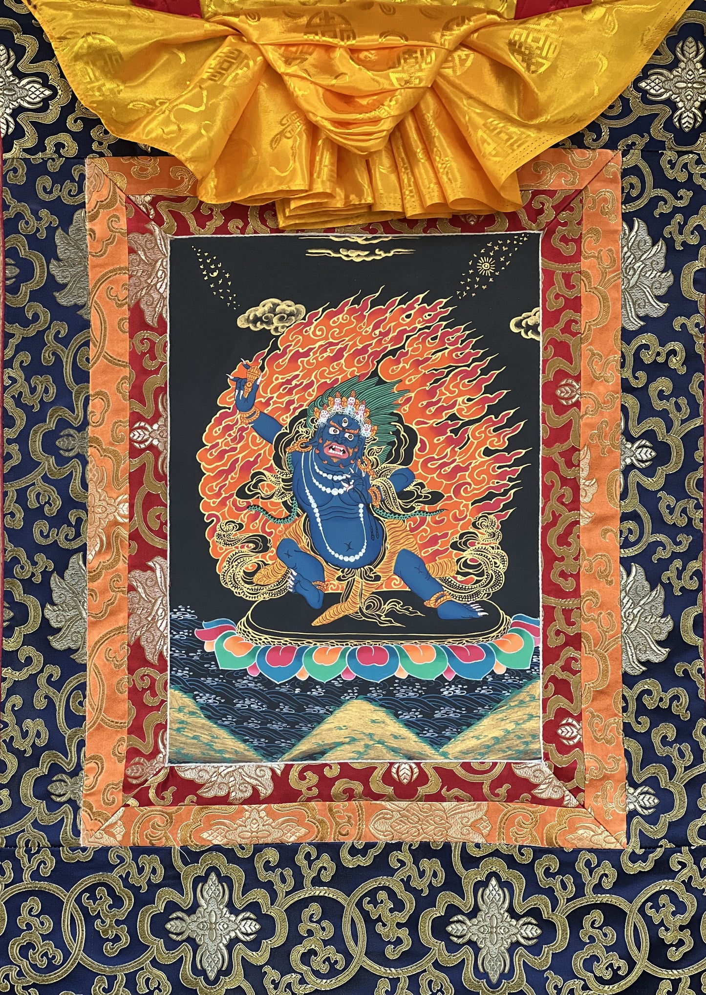 Original Hand Painted VAJRAPANI Meditation Wall hanging Tibetan Thangka / Thanka  Painting with Premium Silk Framed