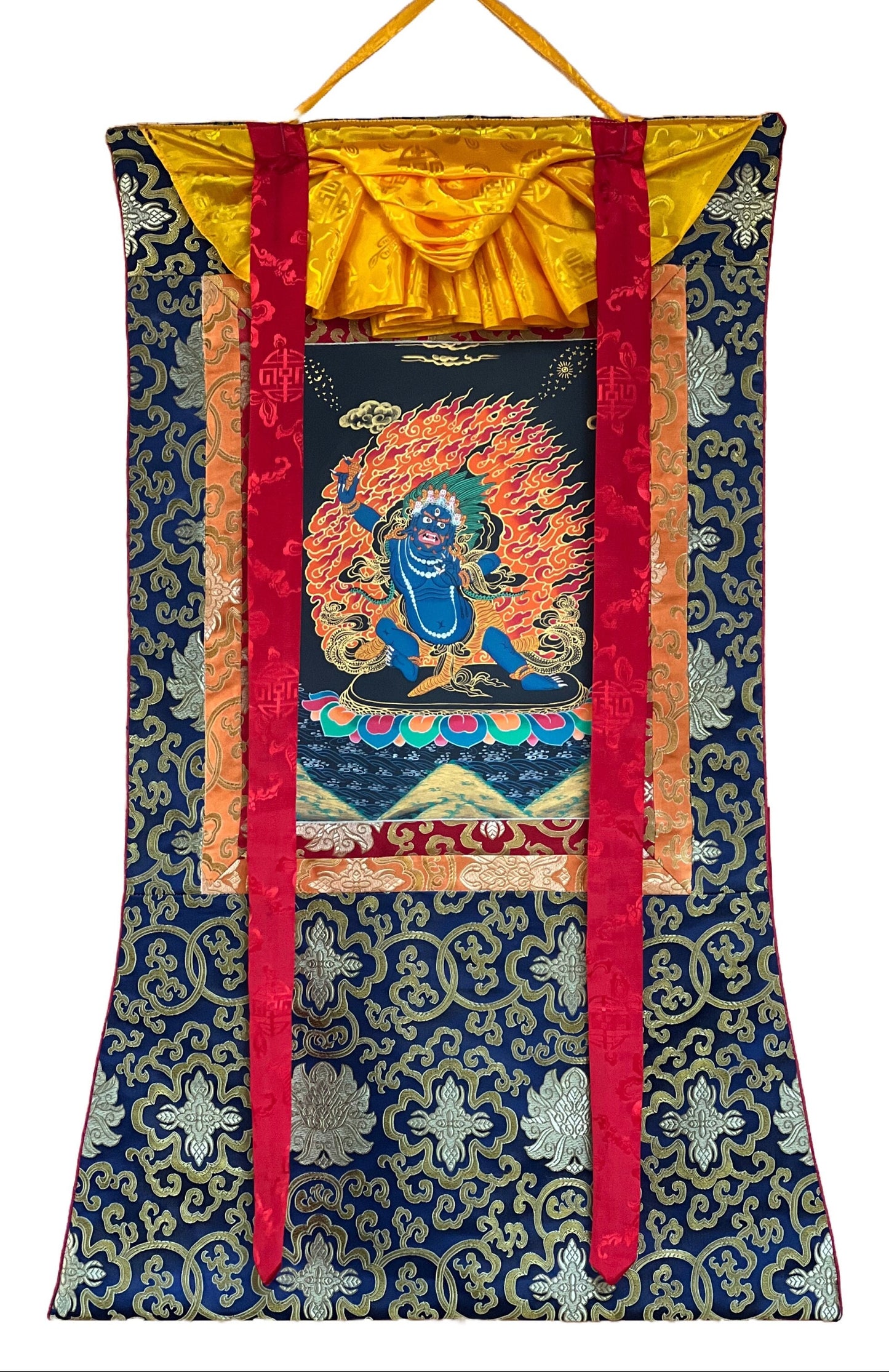 Original Hand Painted VAJRAPANI Meditation Wall hanging Tibetan Thangka / Thanka  Painting with Premium Silk Framed