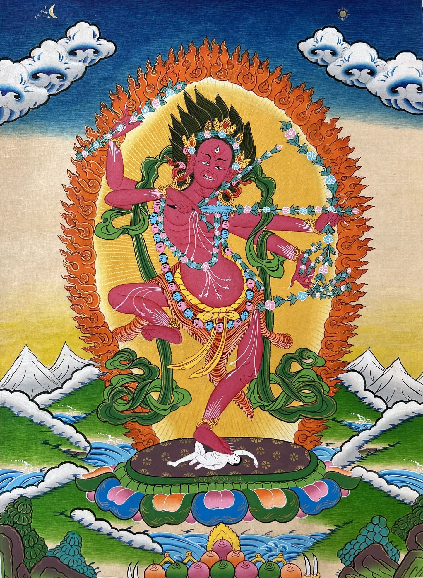 Original Hand-Painted Kurukulla/Kurukulle Tibetan Thangka Painting Compassion Meditation Art From Nepal