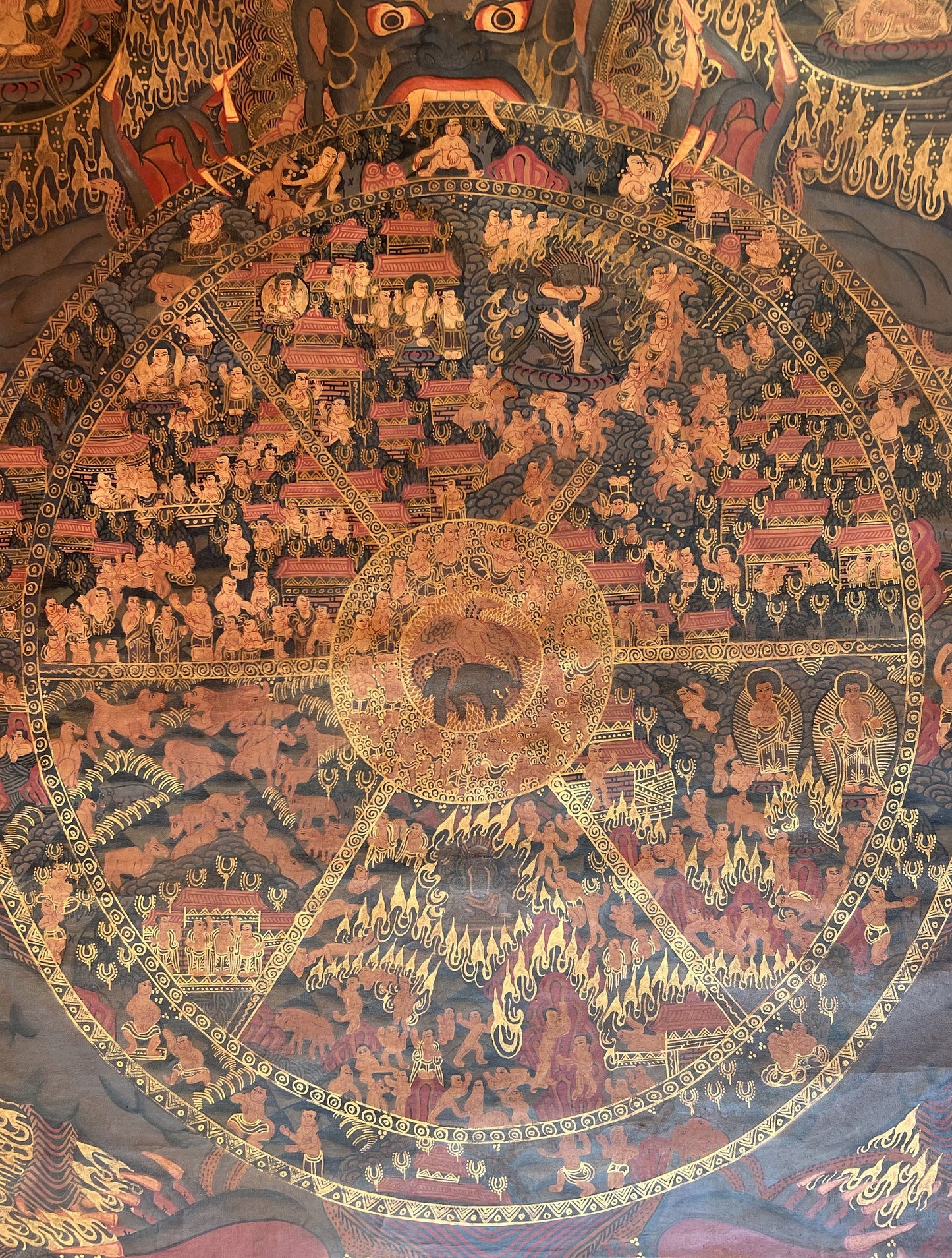 Original Hand Painted Large Wheel Of Life /Bhavacakra Mandala Master Quality Tibetan Meditation Oil Varnished thangka/thanka painting