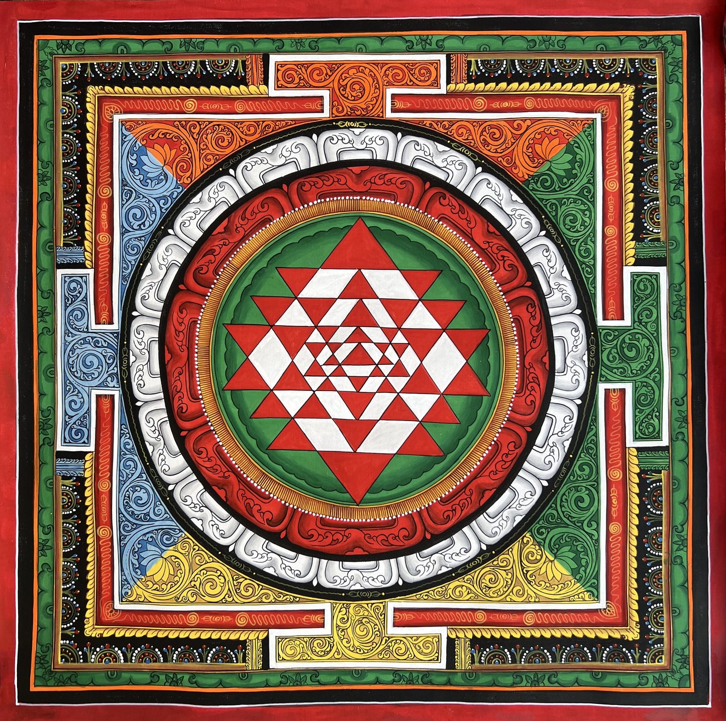 Original Hand-painted Sri Yantra/ Sriyantra/ Shri Yantra Thangka Painting/ Divine Newari Creation/ PAUVA Art